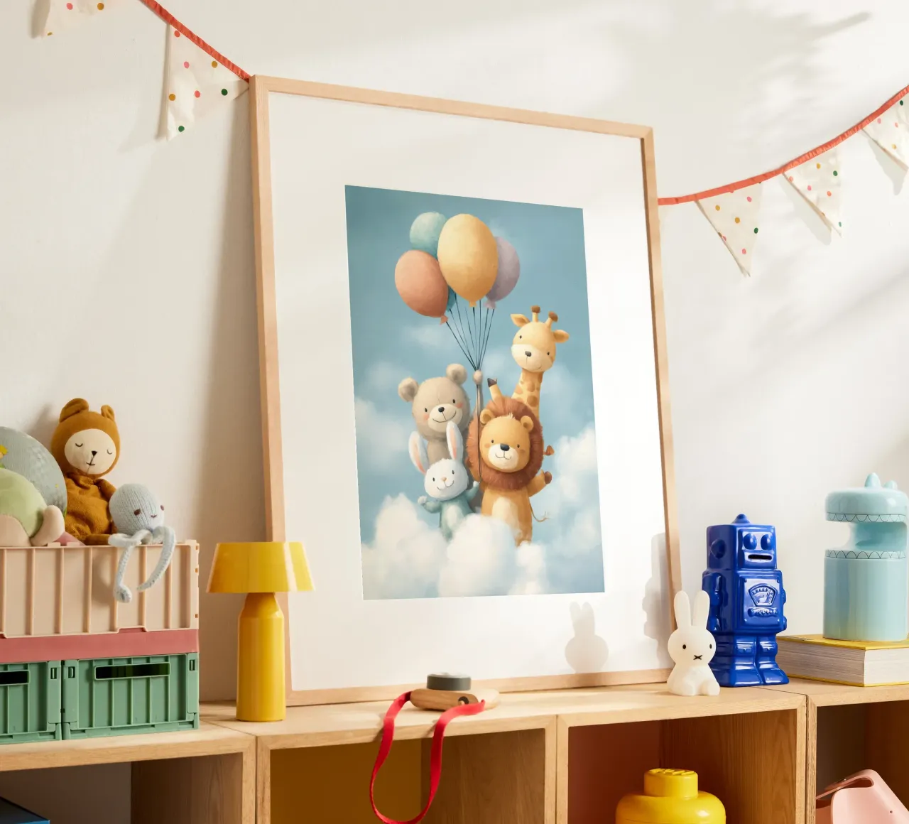 Sky Friends Adventure poster con telaio in alluminio da Kiara