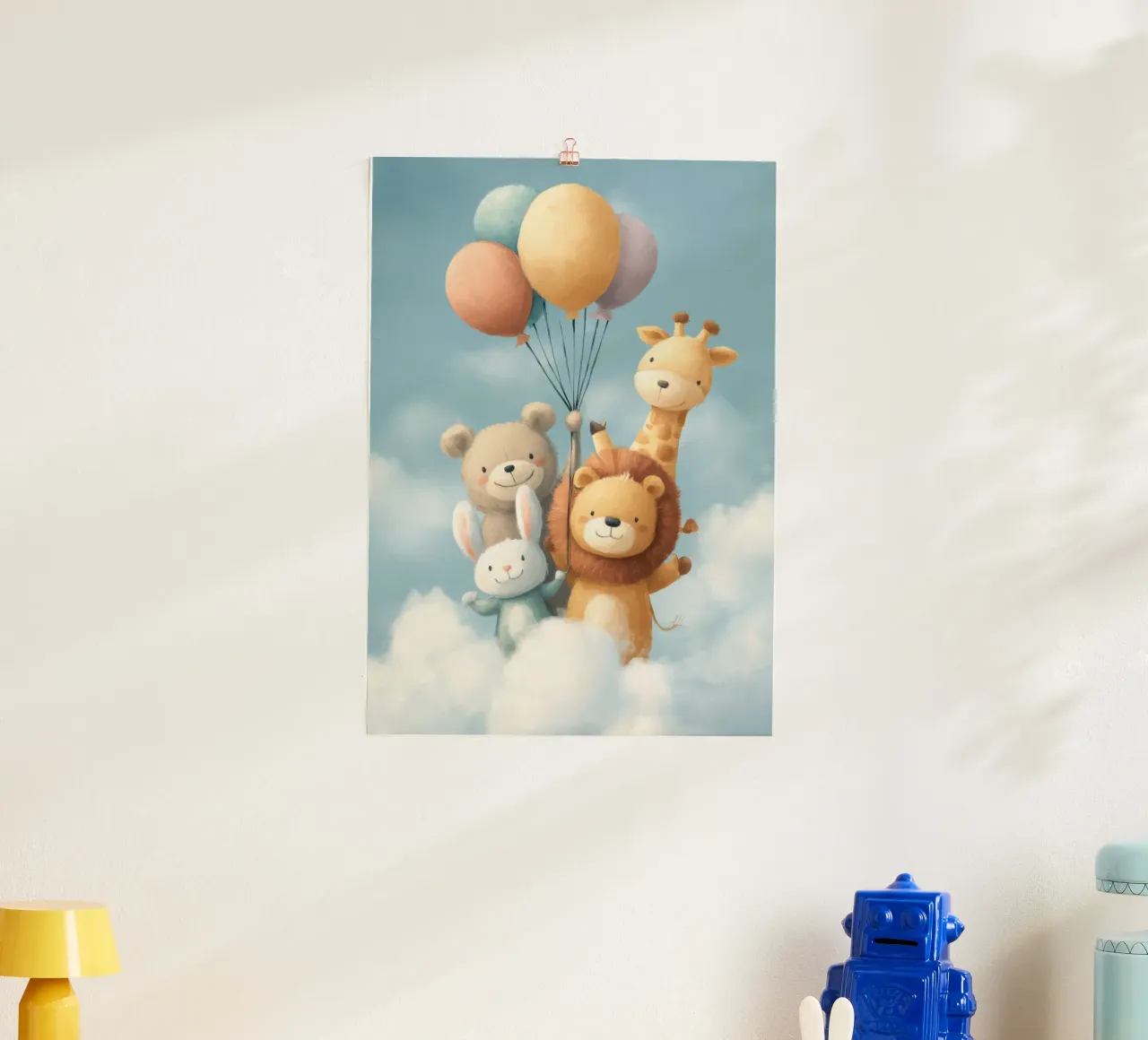 Sky Friends Adventure poster con telaio in alluminio da Kiara