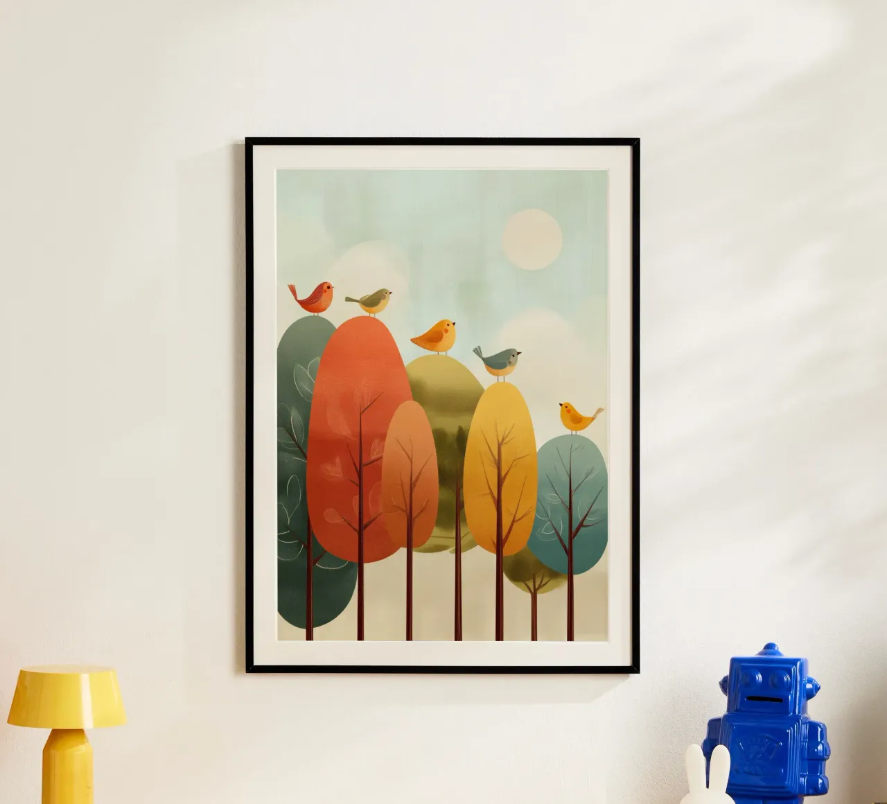 Sunny Songbirds poster con telaio in alluminio da Kiara