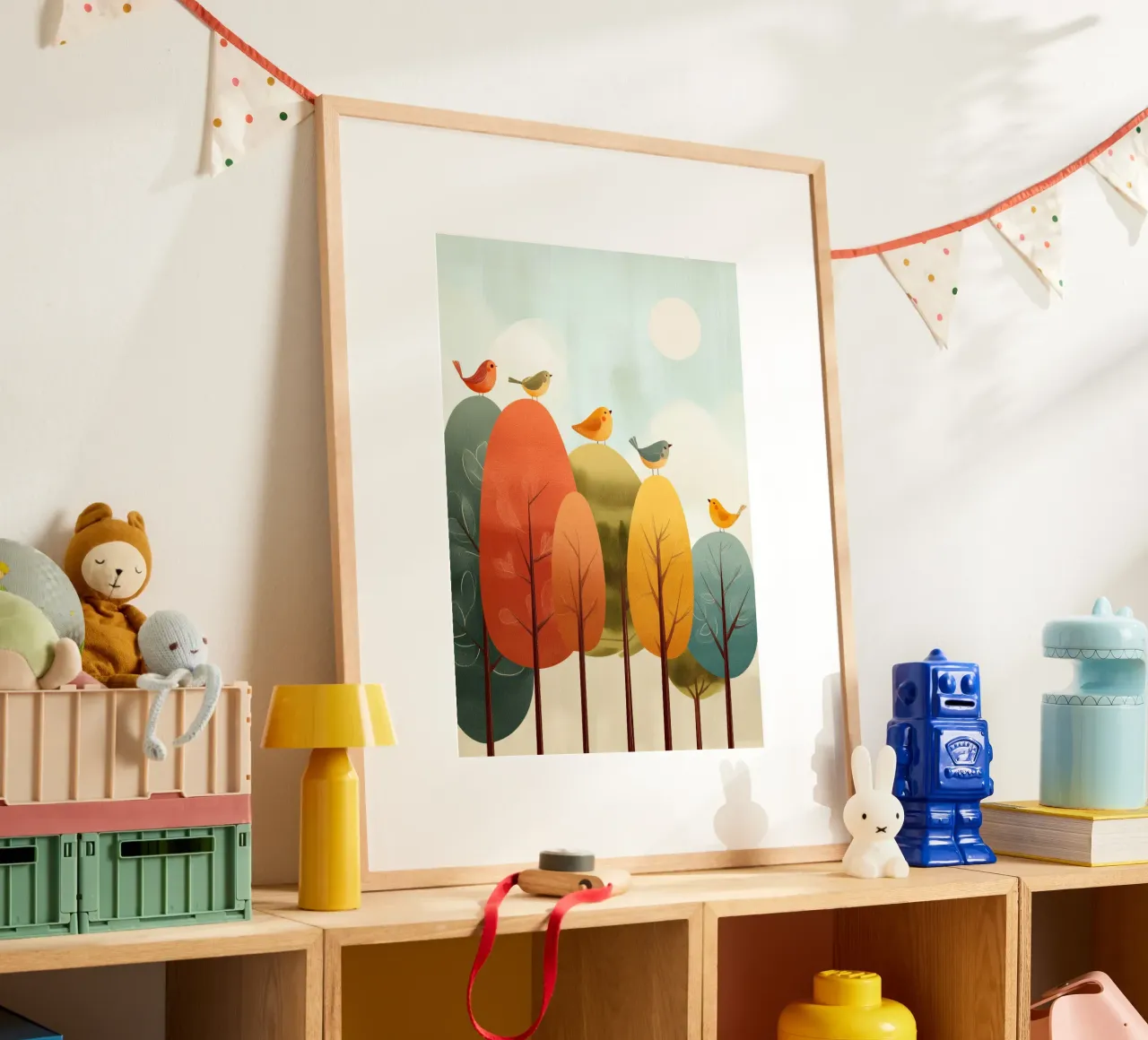 Sunny Songbirds poster con telaio in alluminio da Kiara