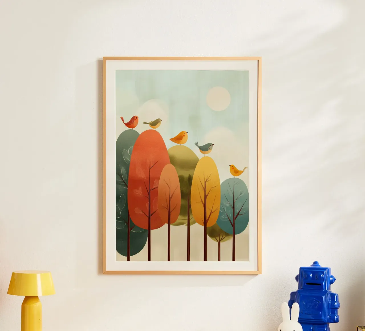 Sunny Songbirds poster con telaio in alluminio da Kiara