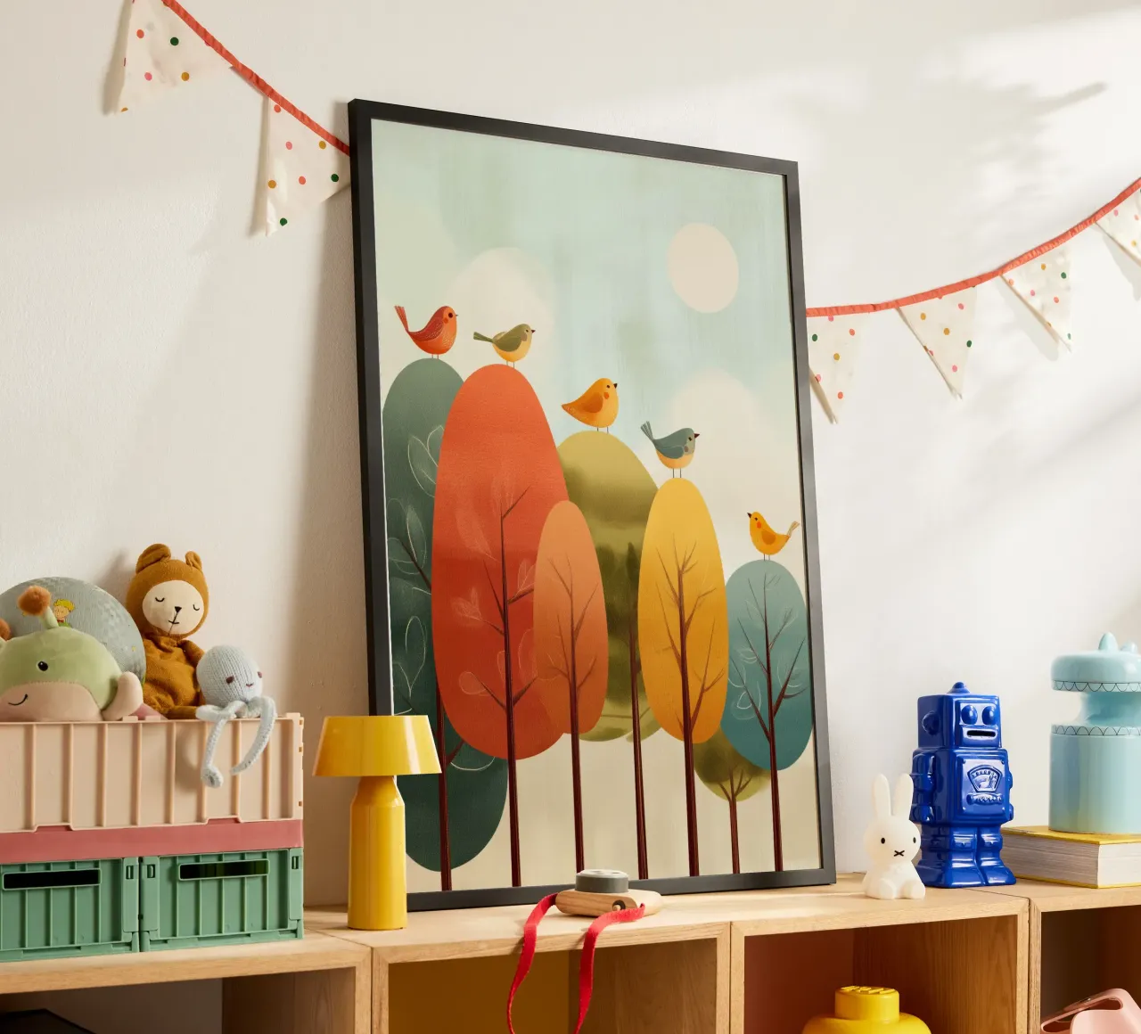 Sunny Songbirds poster con telaio in alluminio da Kiara