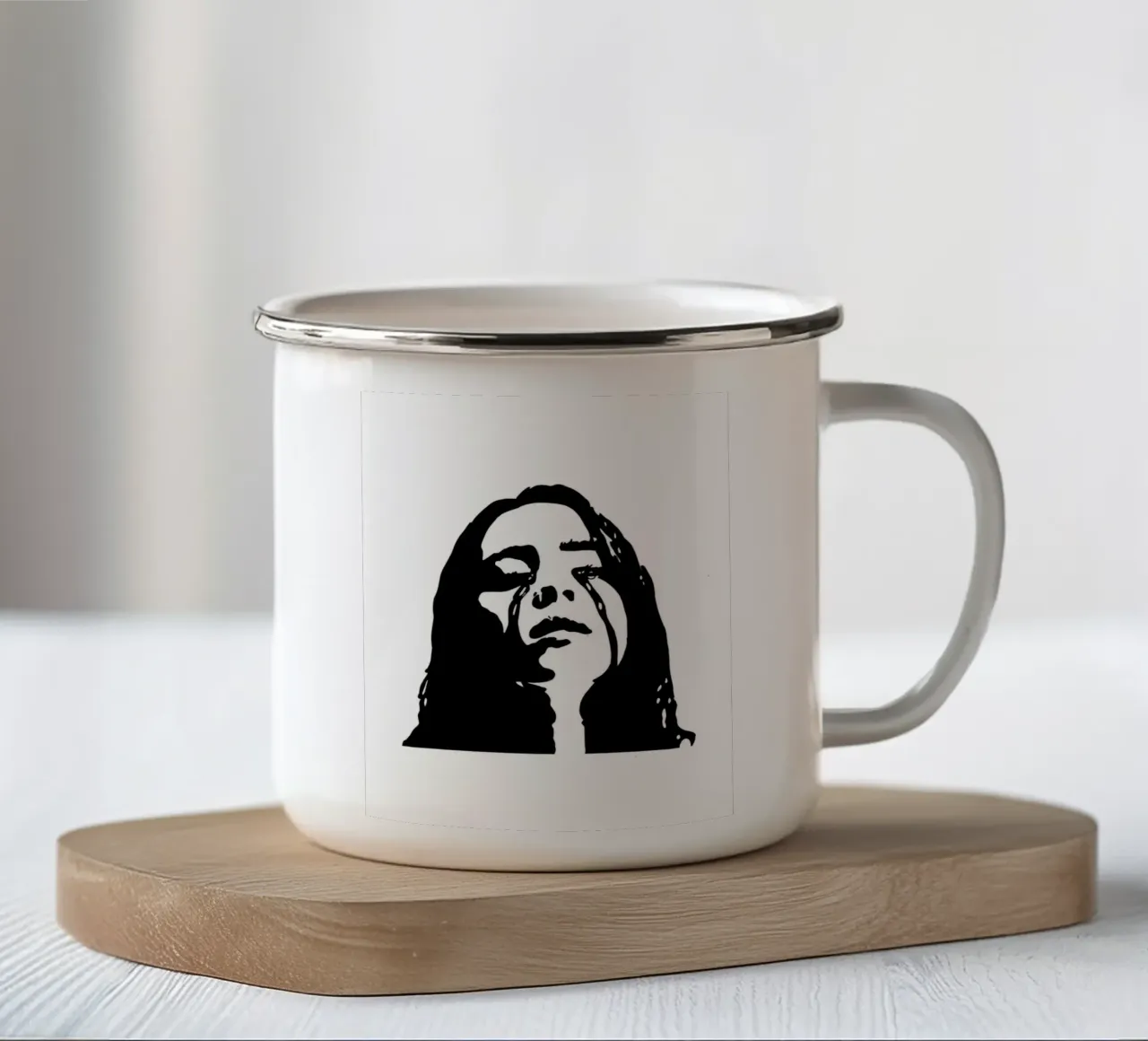 Cantante monocromatico tazza in smalto da vintage