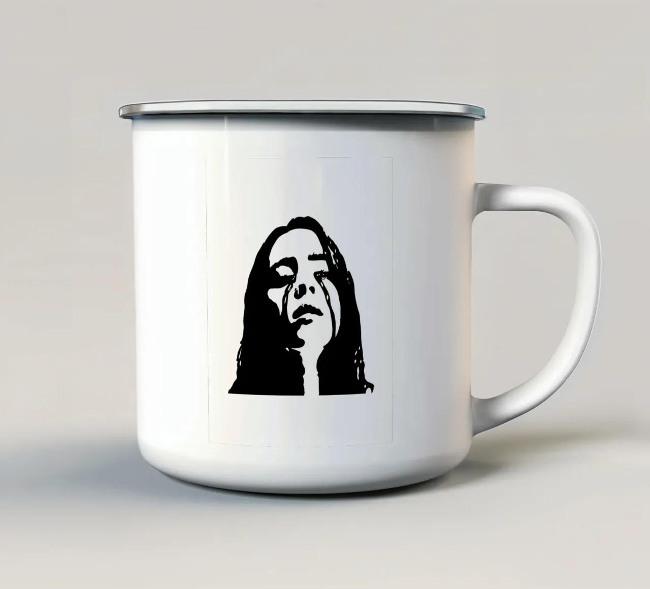 Cantante monocromatico tazza in smalto da vintage