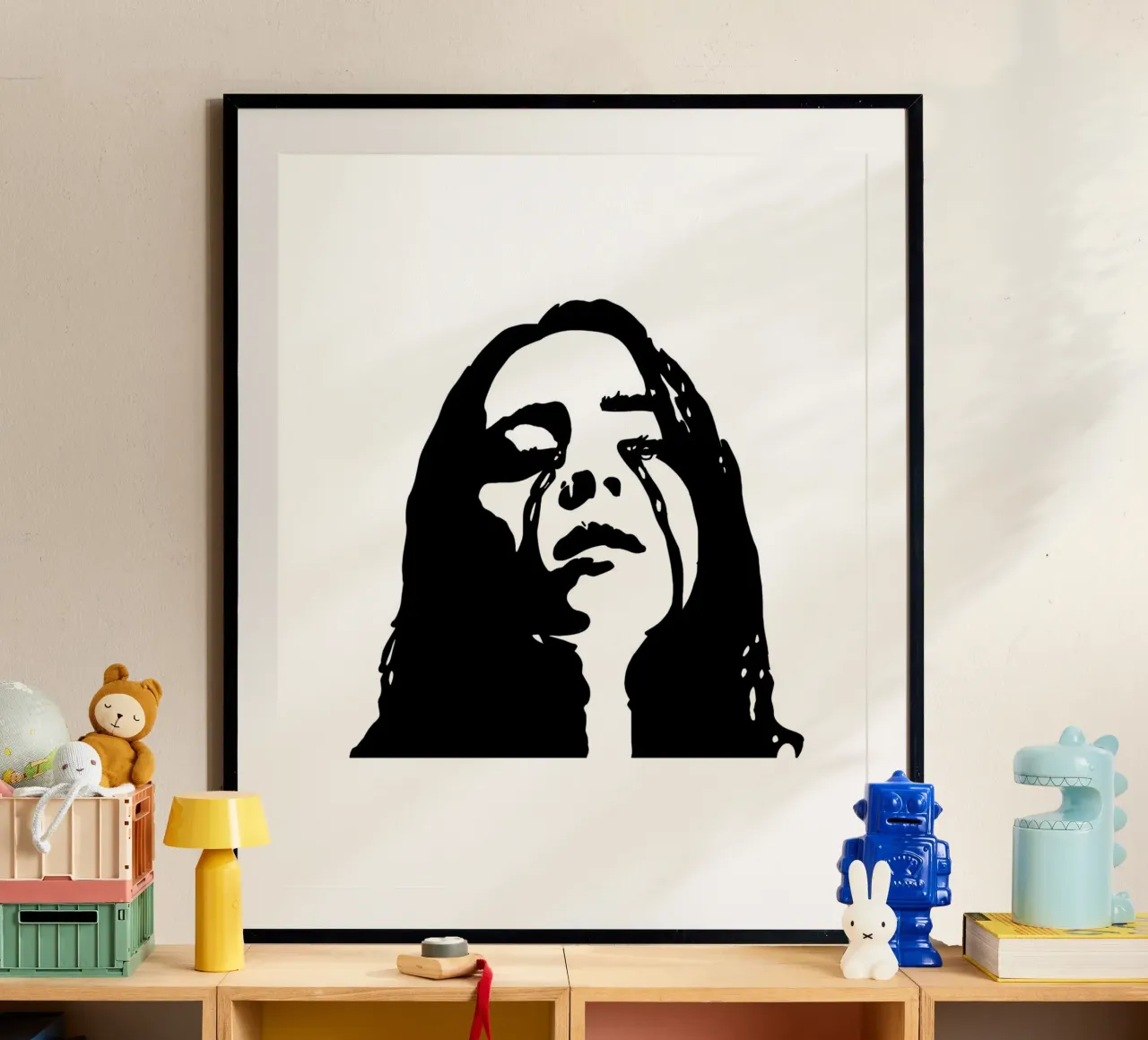 Cantante monocromatico poster con telaio in plastica da vintage