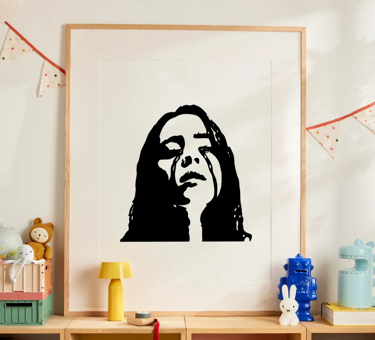 Cantante monocromatico poster con telaio in plastica da vintage