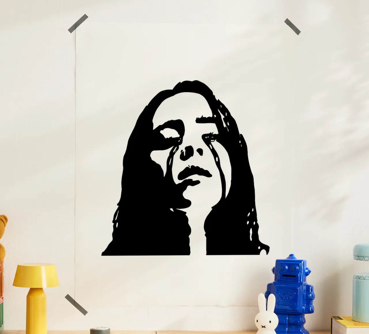 Cantante monocromatico poster con telaio in plastica da vintage