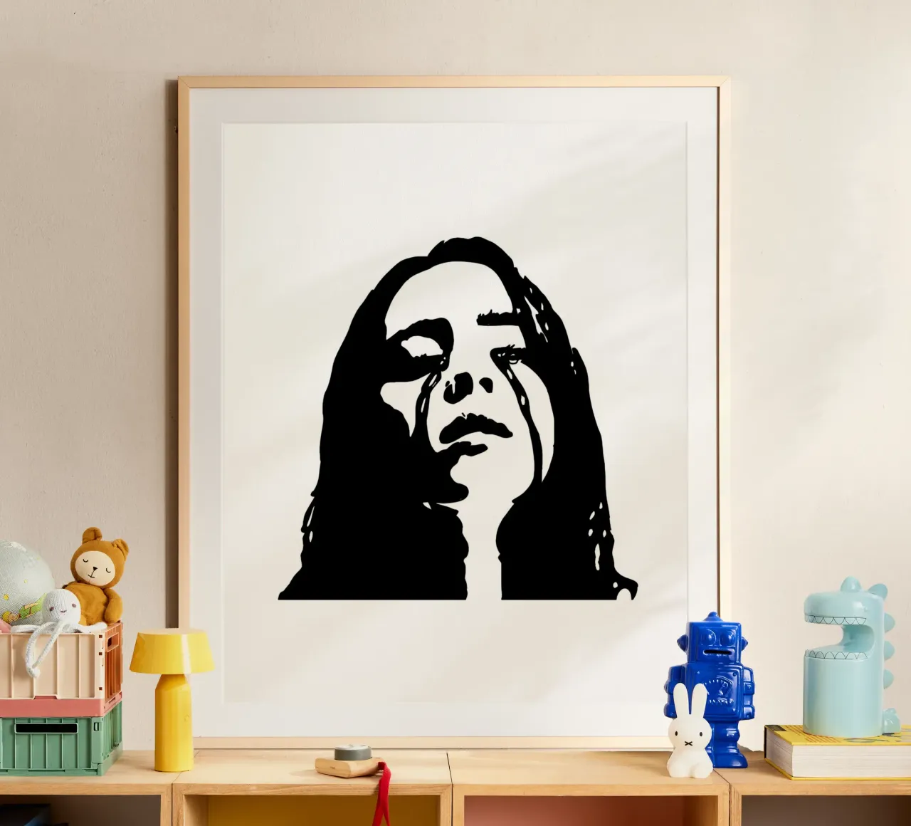 Cantante monocromatico poster con telaio in plastica da vintage