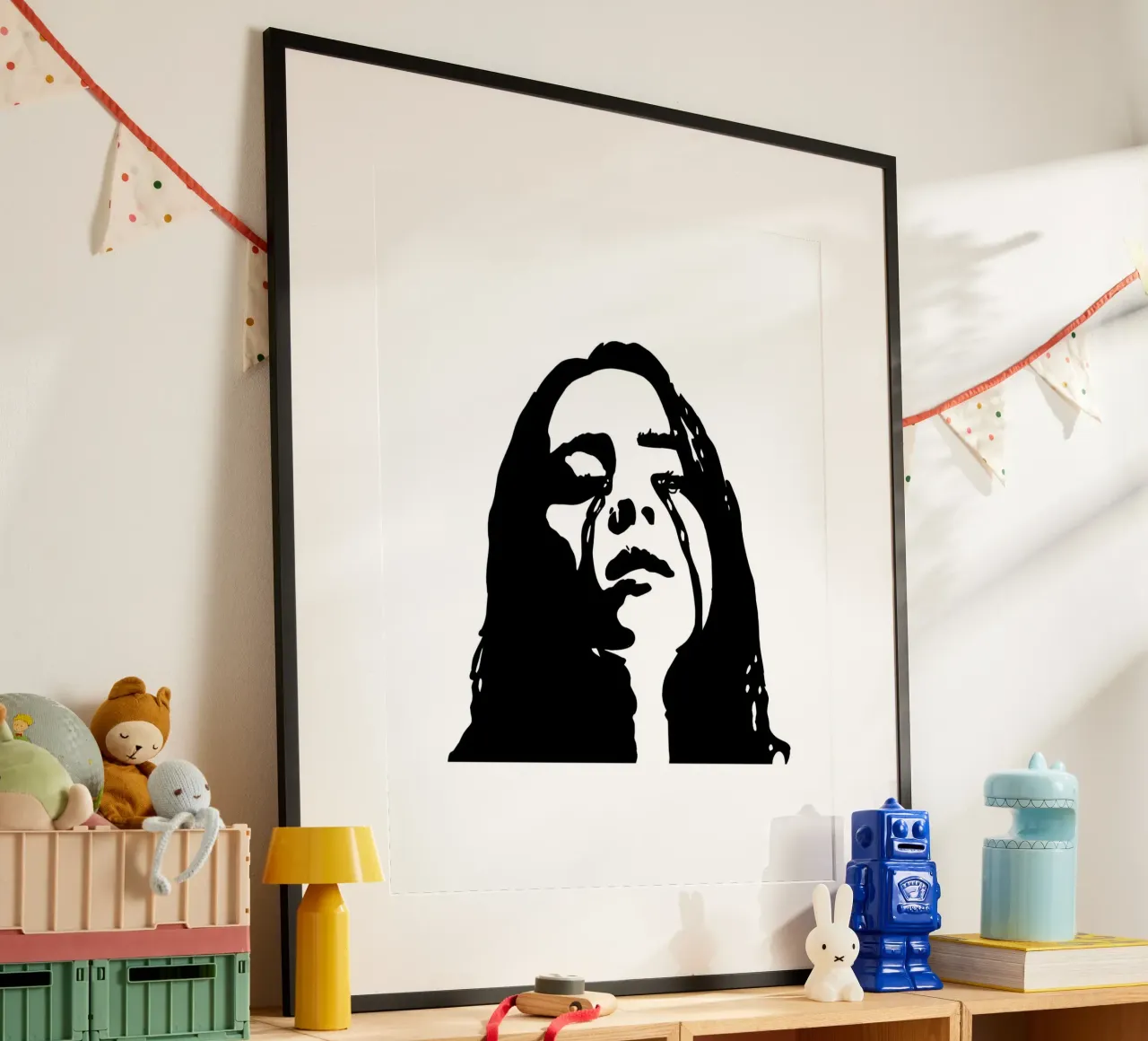 Cantante monocromatico poster con telaio in plastica da vintage