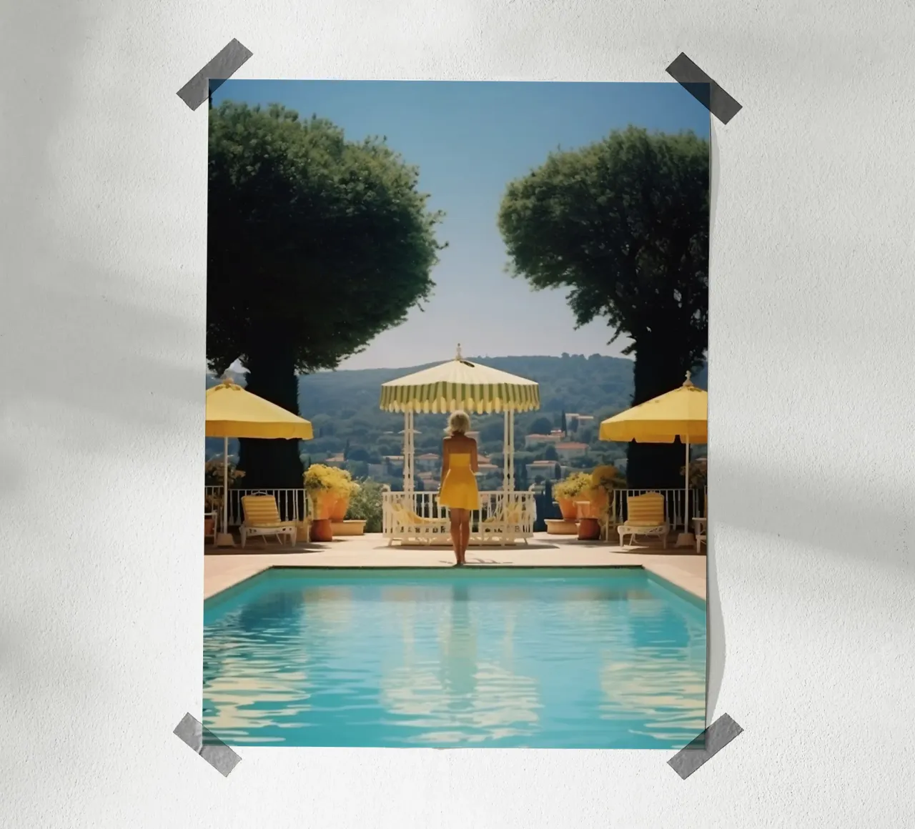 Piscina di Cannes in stile retrò anni '60 poster con telaio in alluminio da Mr.Lorenzo