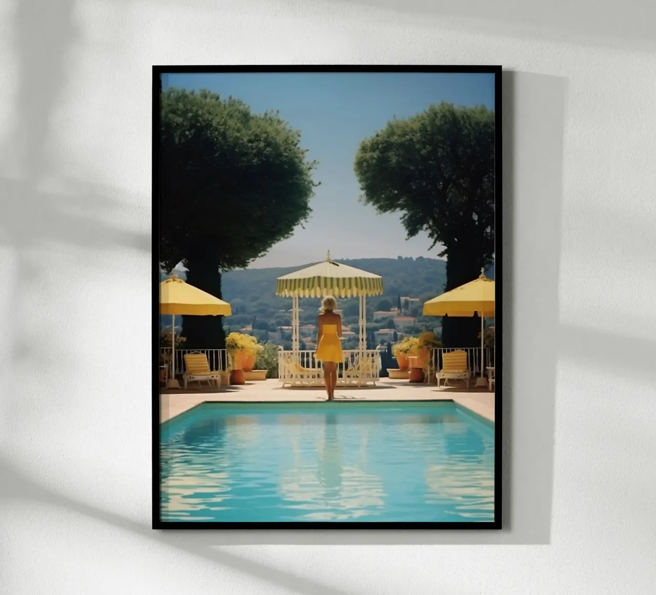 Piscina di Cannes in stile retrò anni '60 poster con telaio in alluminio da Mr.Lorenzo