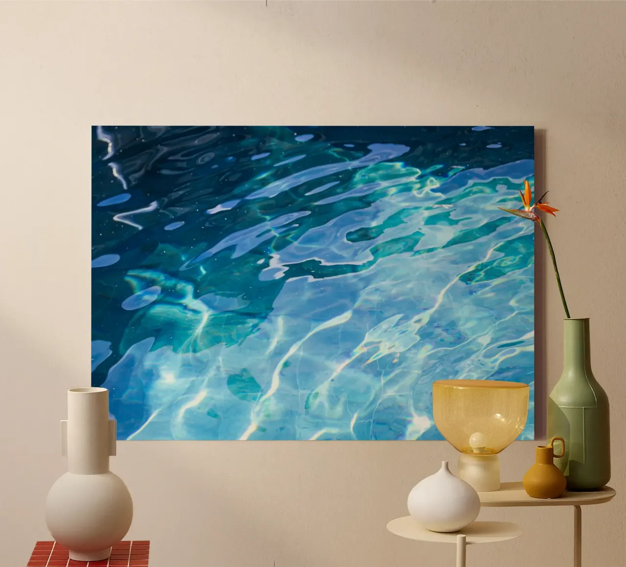 Zwembad #8 - Tweeluik A canvas met Baklijst van rafael campezato