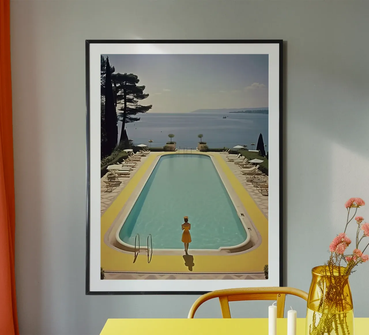 Piscina di Cannes in stile retrò anni '60 poster con telaio in plastica da Mr.Lorenzo