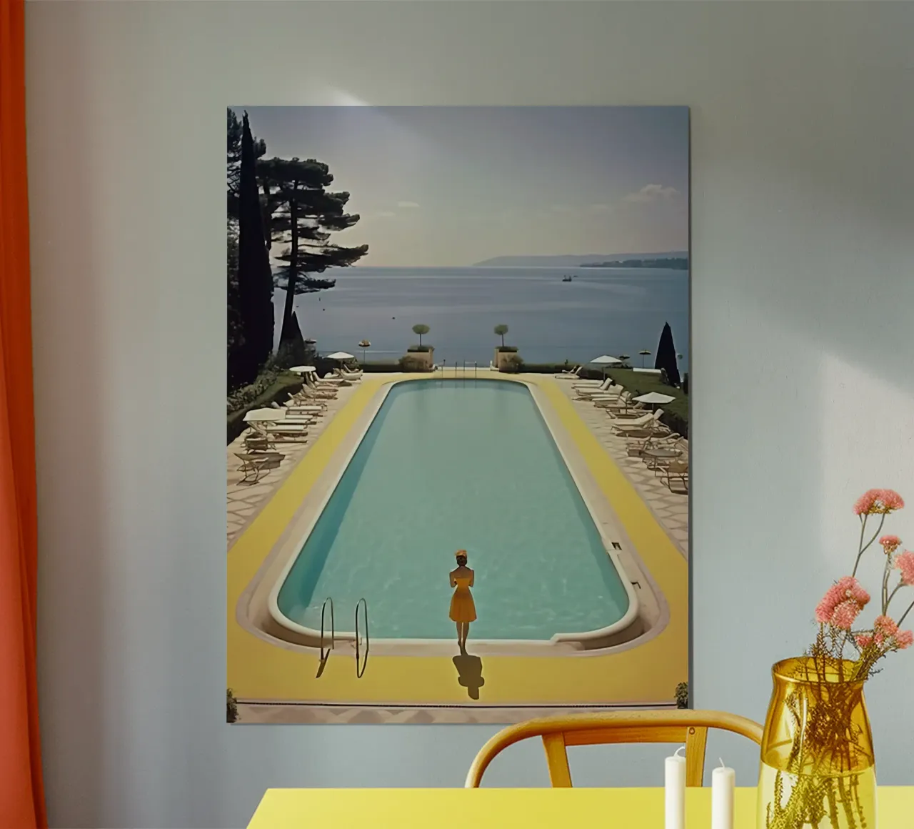 Piscina di Cannes in stile retrò anni '60 poster con telaio in plastica da Mr.Lorenzo