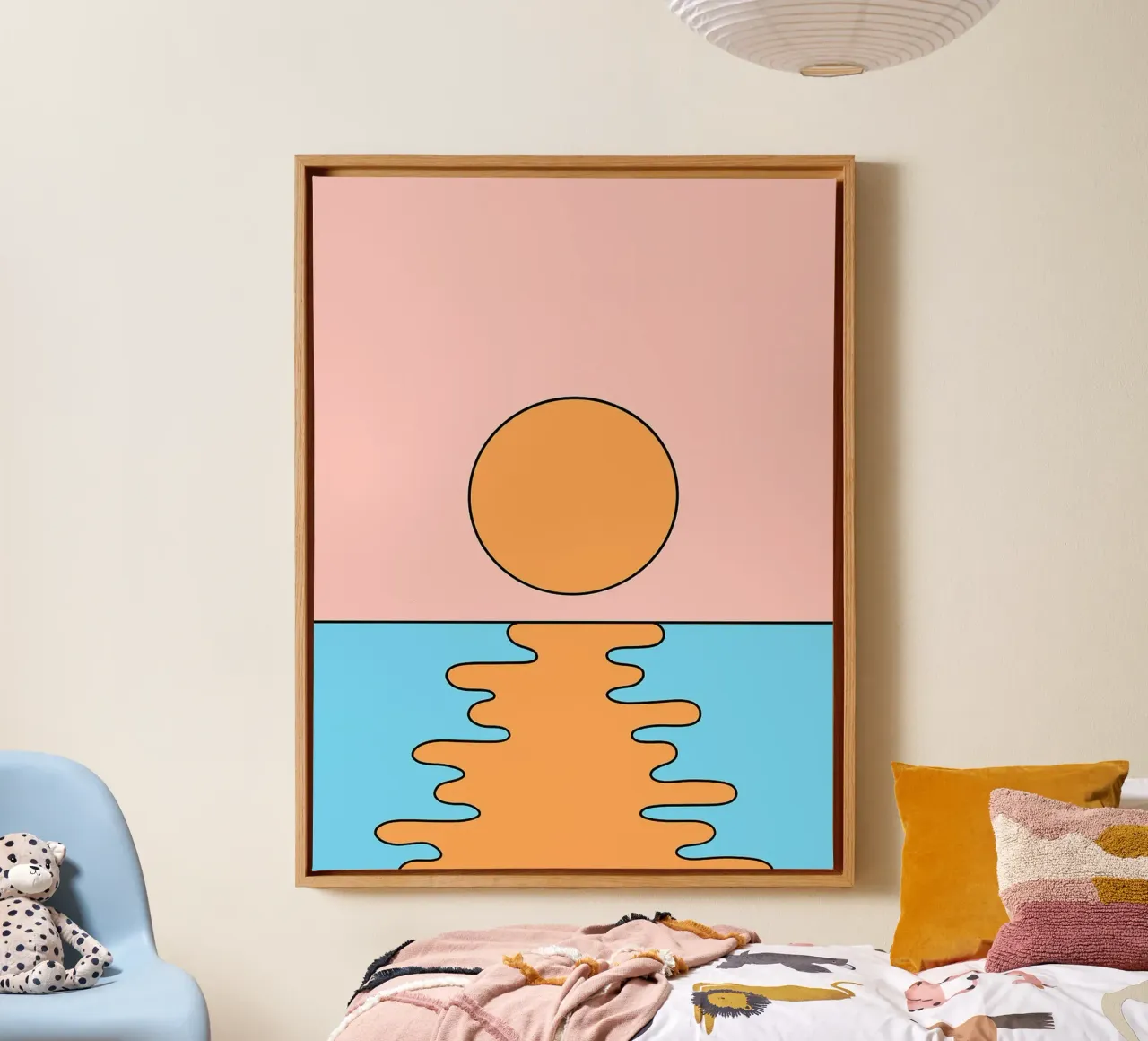 Zonsondergang Minimalistische Kunst canvas met Baklijst van Noah Bouchard