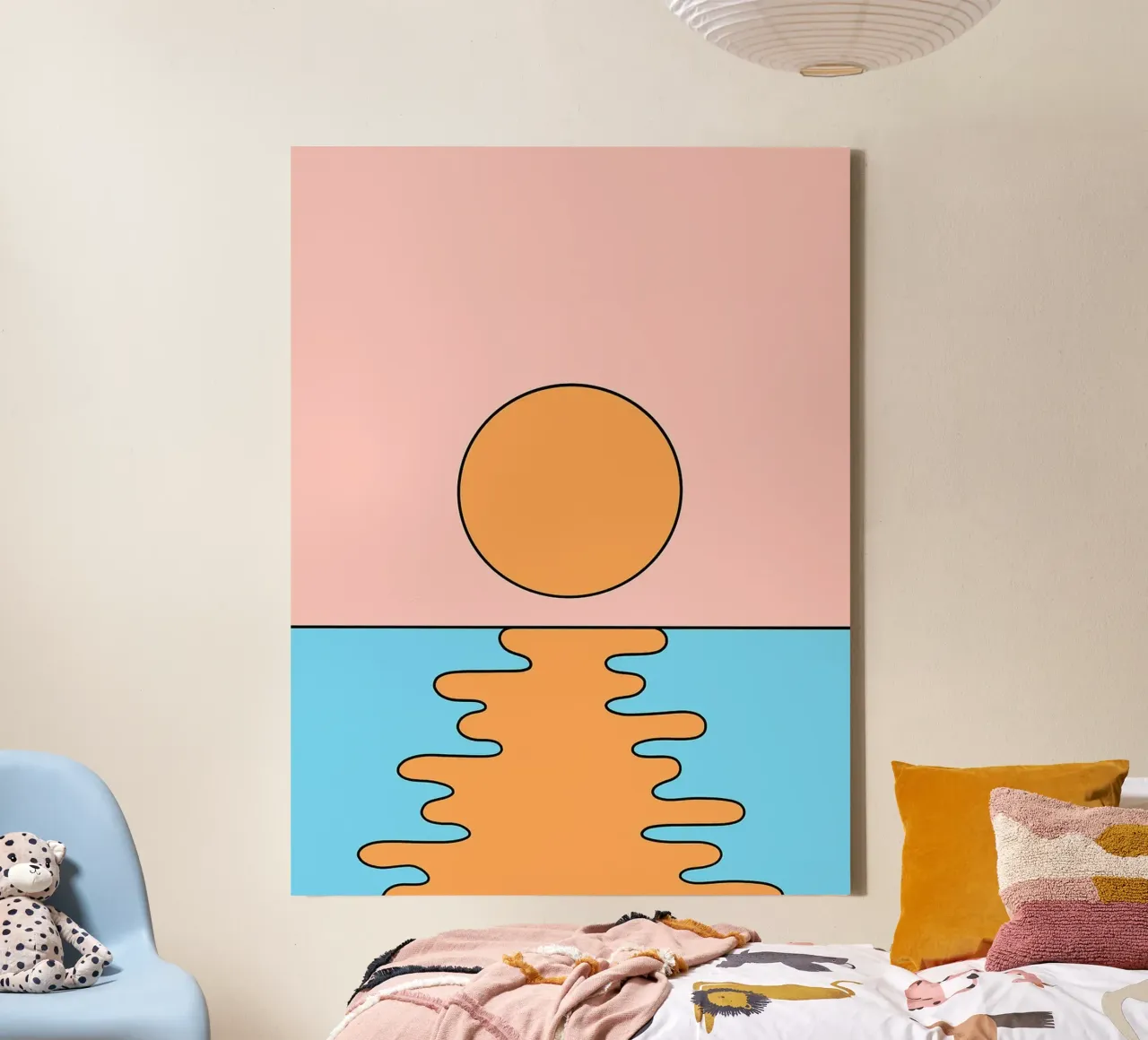 Zonsondergang Minimalistische Kunst canvas met Baklijst van Noah Bouchard