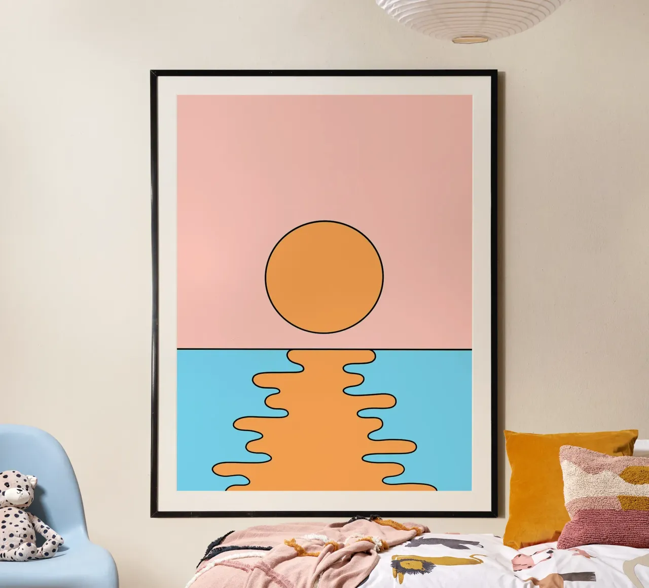 Arte minimalista al tramonto poster con telaio in legno da Noah Bouchard