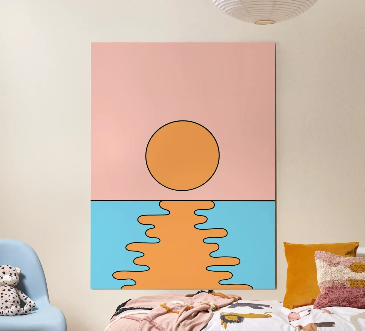 Arte minimalista al tramonto poster con telaio in legno da Noah Bouchard