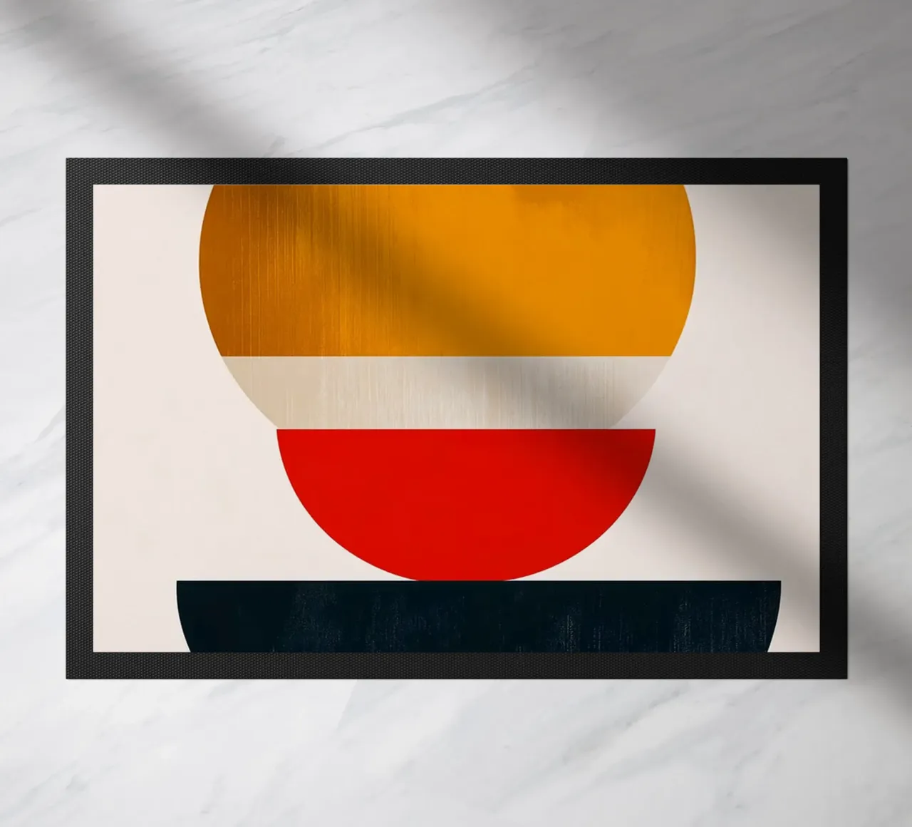 Stacked Harmony – Abstract Shapes in Balance - Abstract Geom doormat by Noah Bouchard