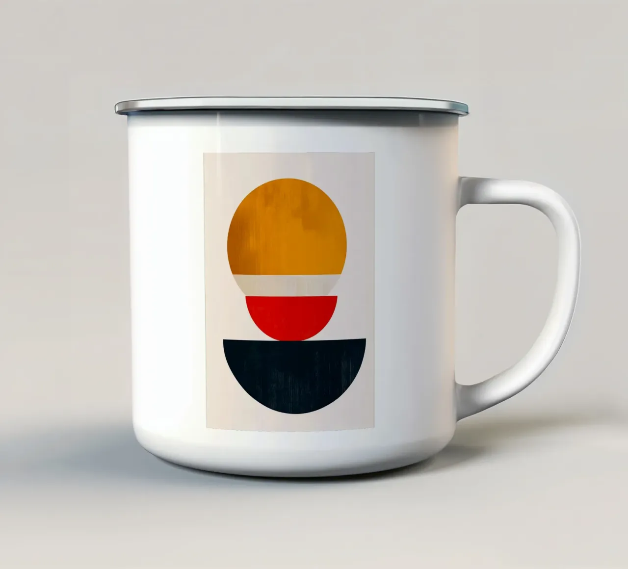 Stacked Harmony - Abstrakte Formen in Balance - Abstraktes Geom Emaille Tasse von Noah Bouchard