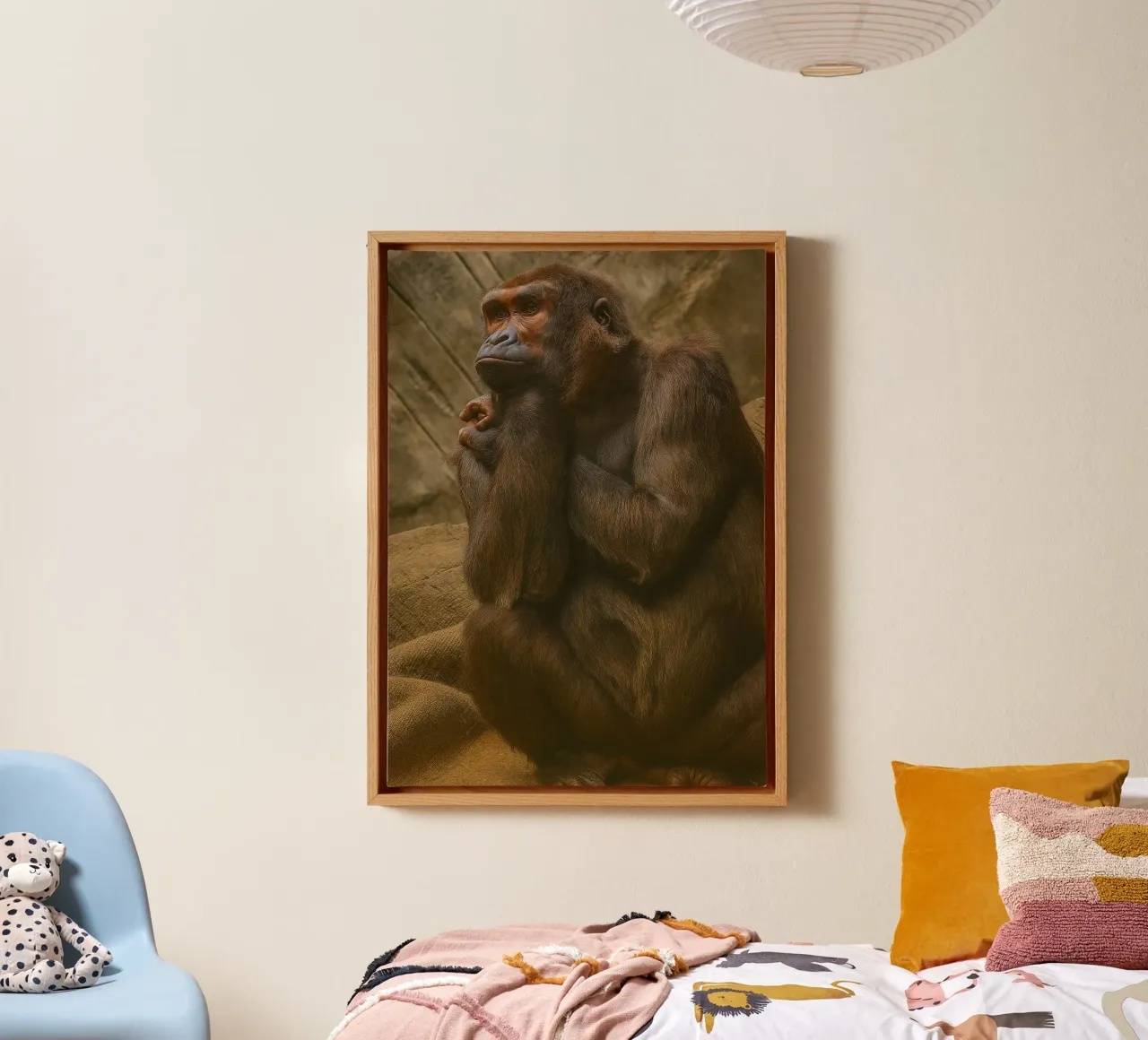 monkey animal photography canvas with Floater frame by raflessia