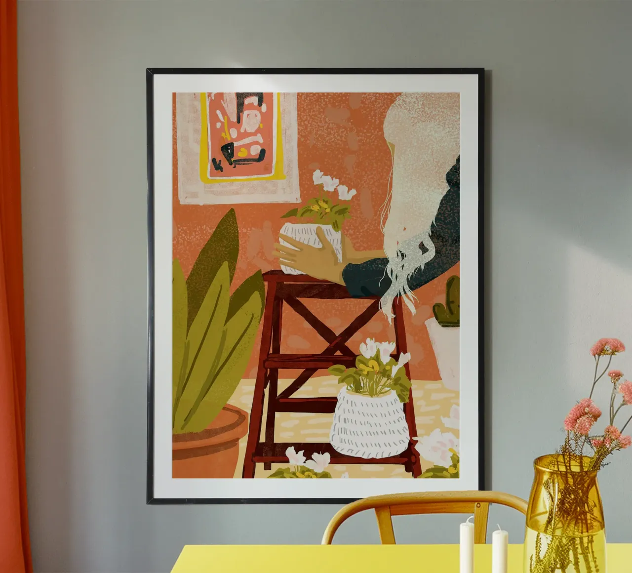 Il giardiniere indoor poster con telaio in legno da Ethan Smith
