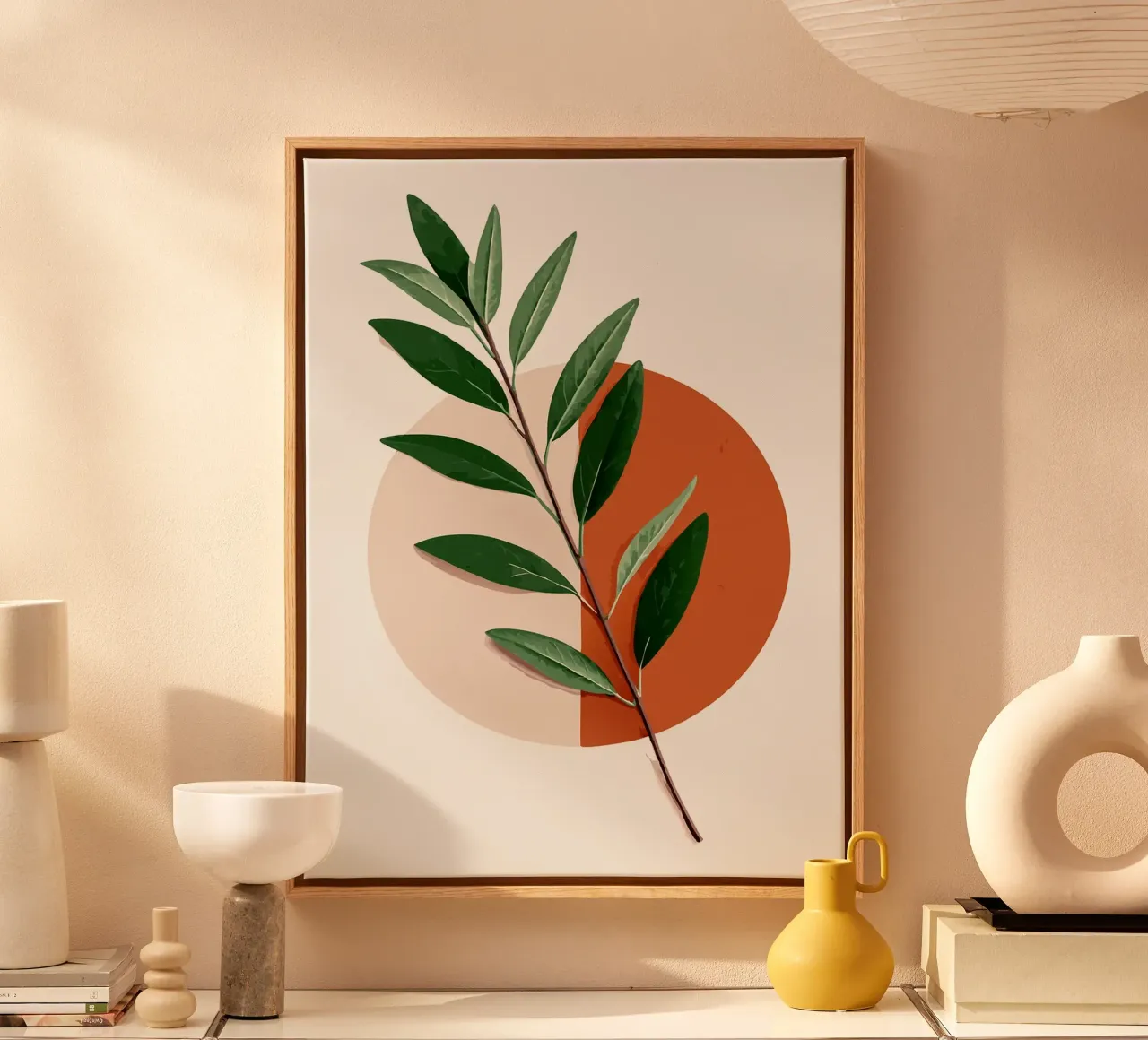 Boho Abstrakt Leinwand mit Schattenfugenrahmen von Ethan Smith