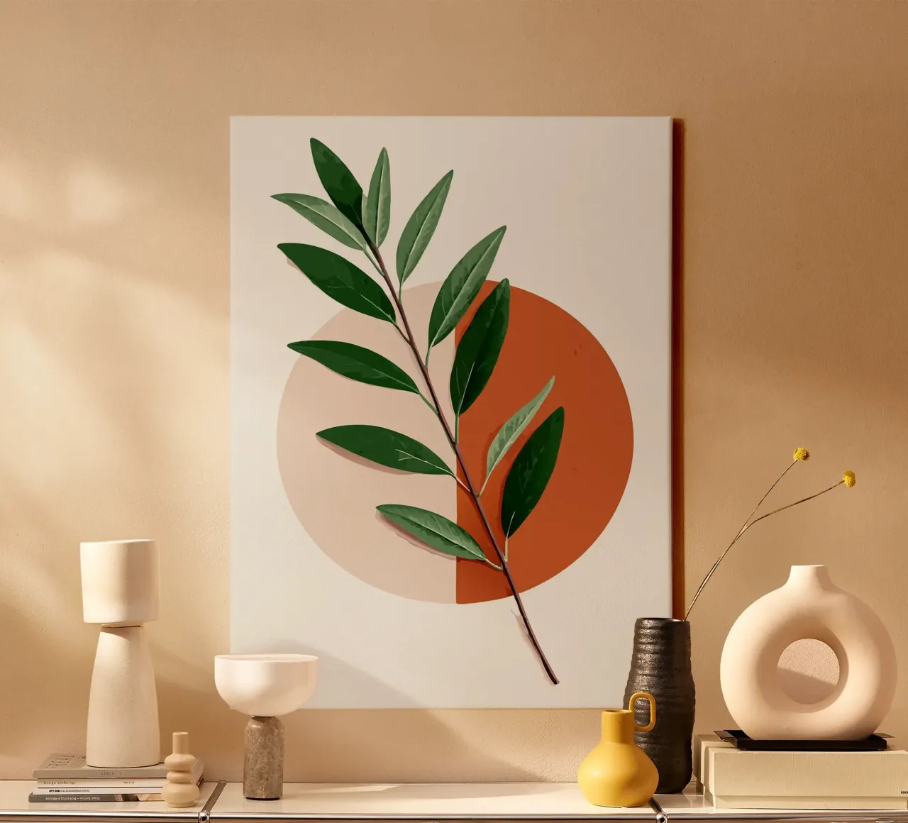 Boho Abstrakt Leinwand mit Schattenfugenrahmen von Ethan Smith