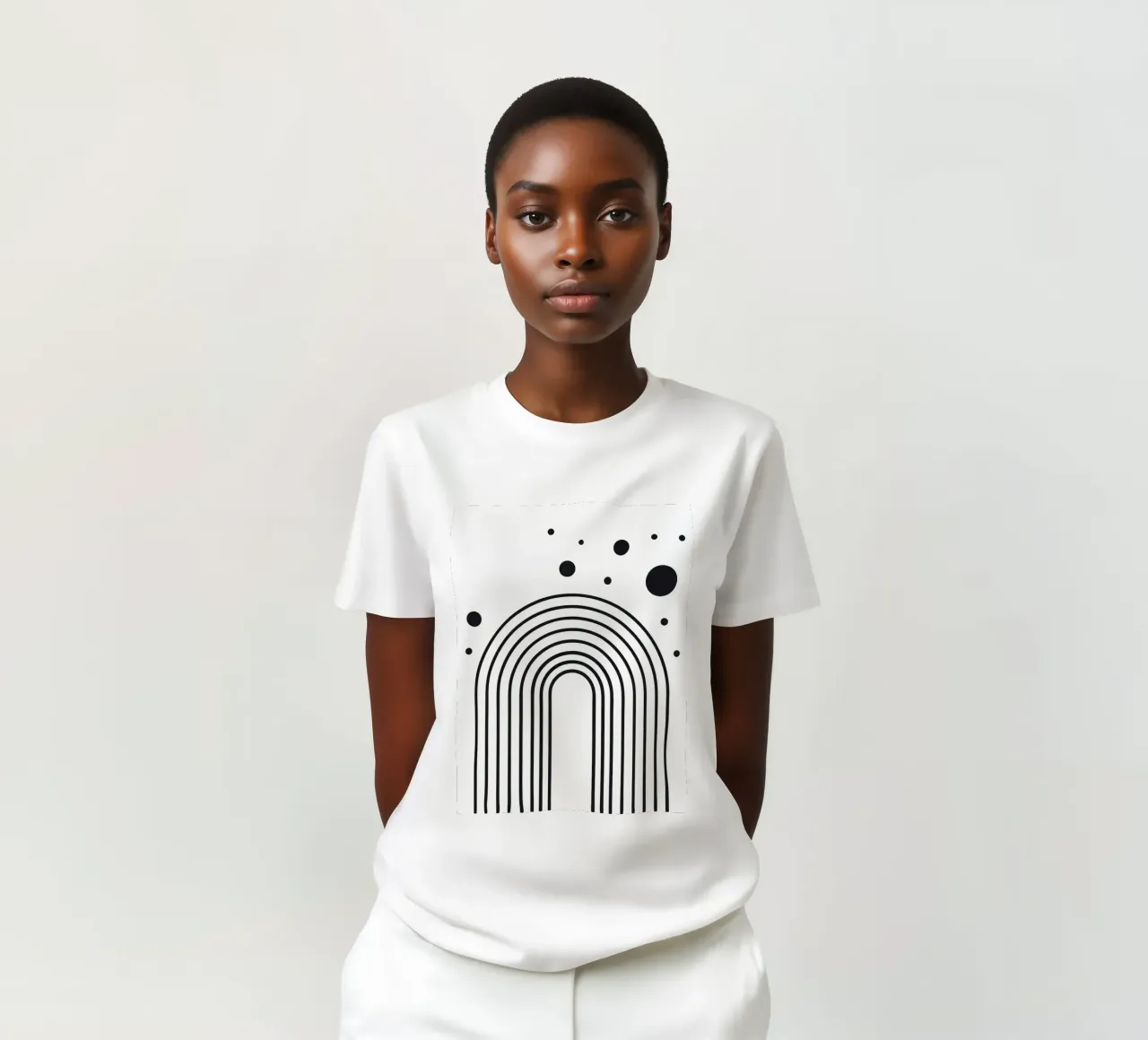 Arte dell'arcobaleno in bianco e nero t-shirt da Ethan Smith