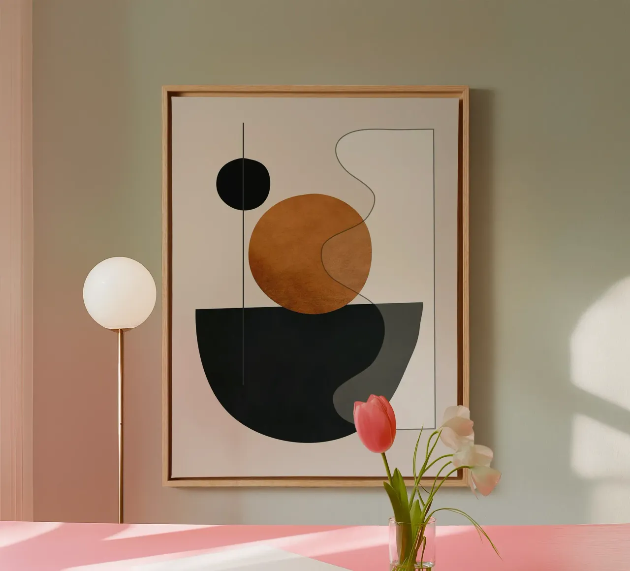 Formas mínimas abstractas lienzo con Marco flotante de Ethan Smith