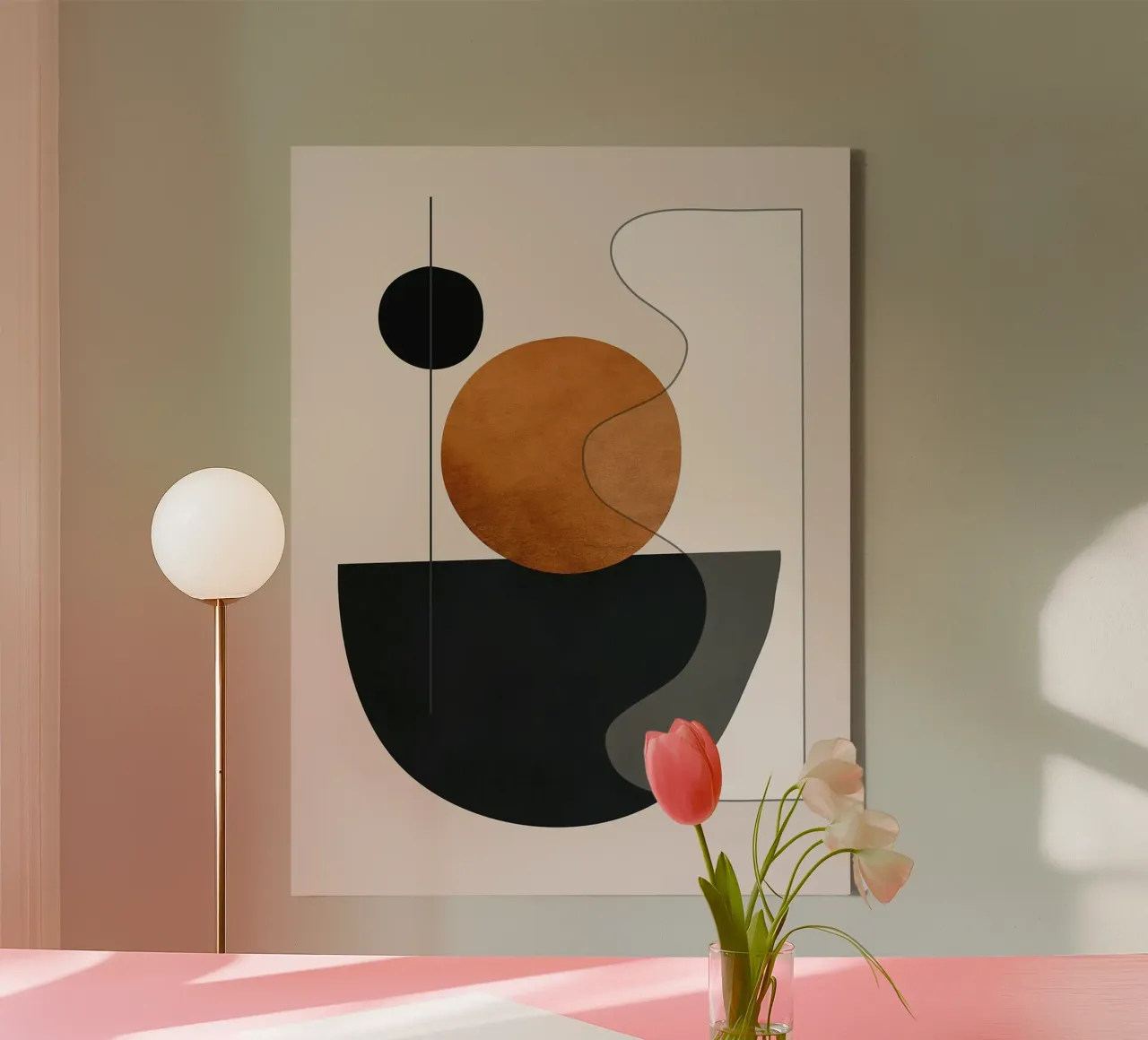 Formas mínimas abstractas lienzo con Marco flotante de Ethan Smith