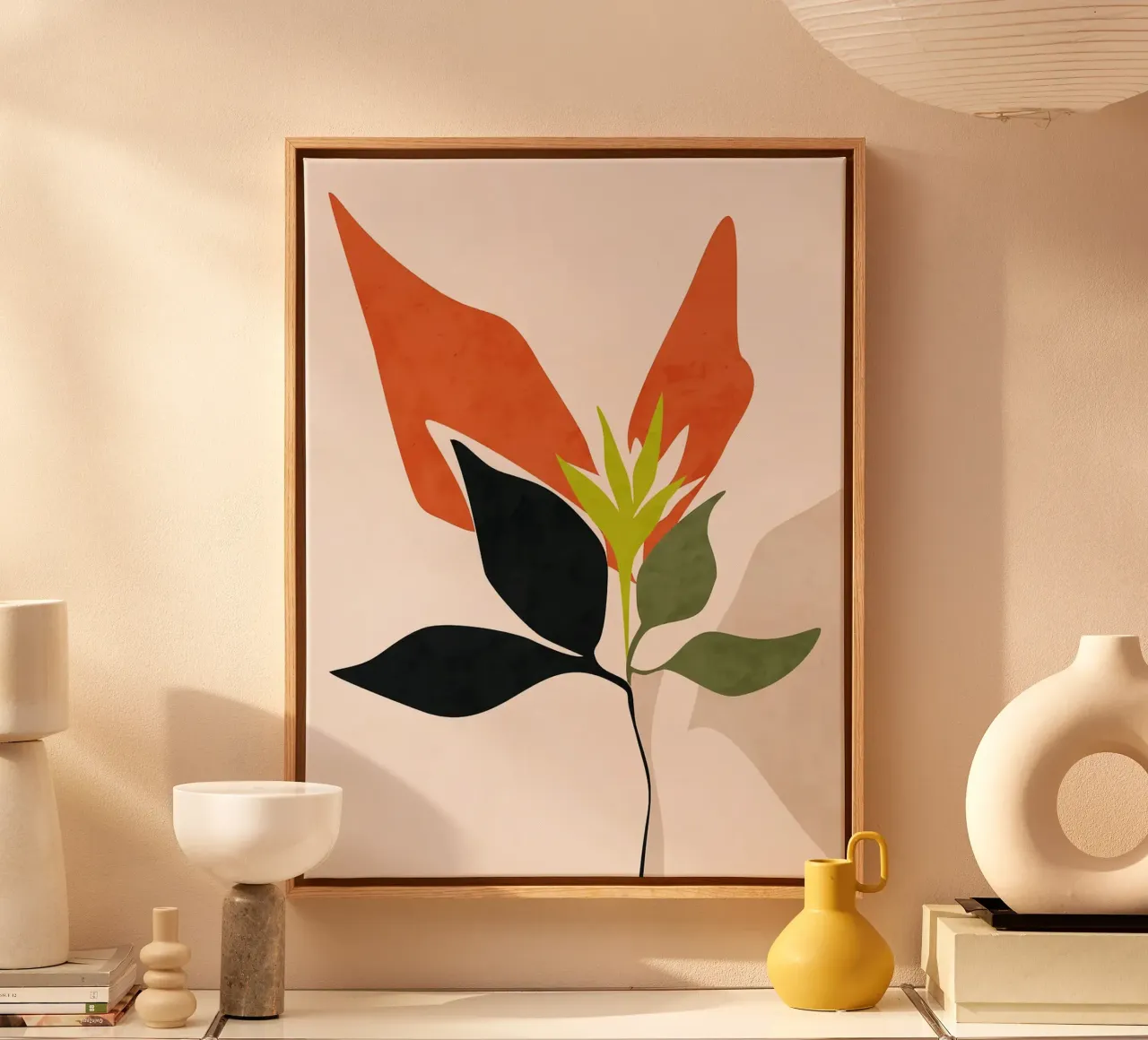 Impresión artística floral abstracta lienzo con Marco flotante de Ethan Smith