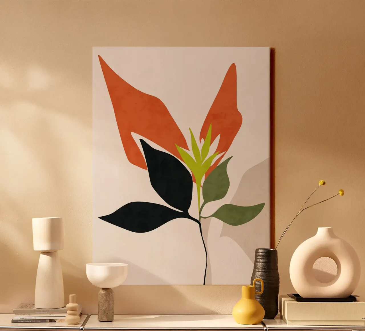 Impresión artística floral abstracta lienzo con Marco flotante de Ethan Smith