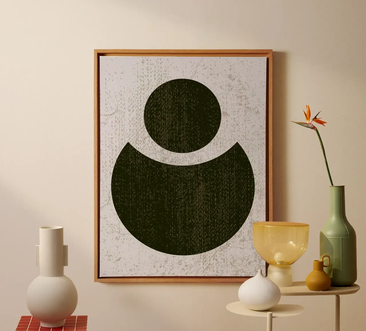 Arte astratta del cerchio verde tela con Cornice a cassetta da Charlotte Gagnon