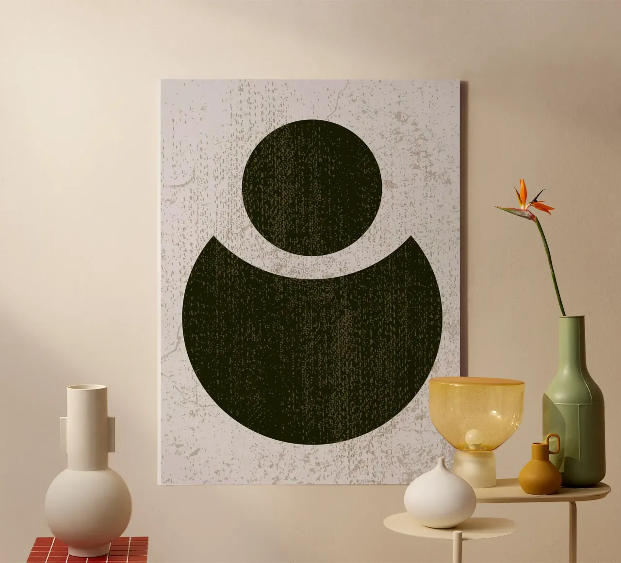 Arte astratta del cerchio verde tela con Cornice a cassetta da Charlotte Gagnon