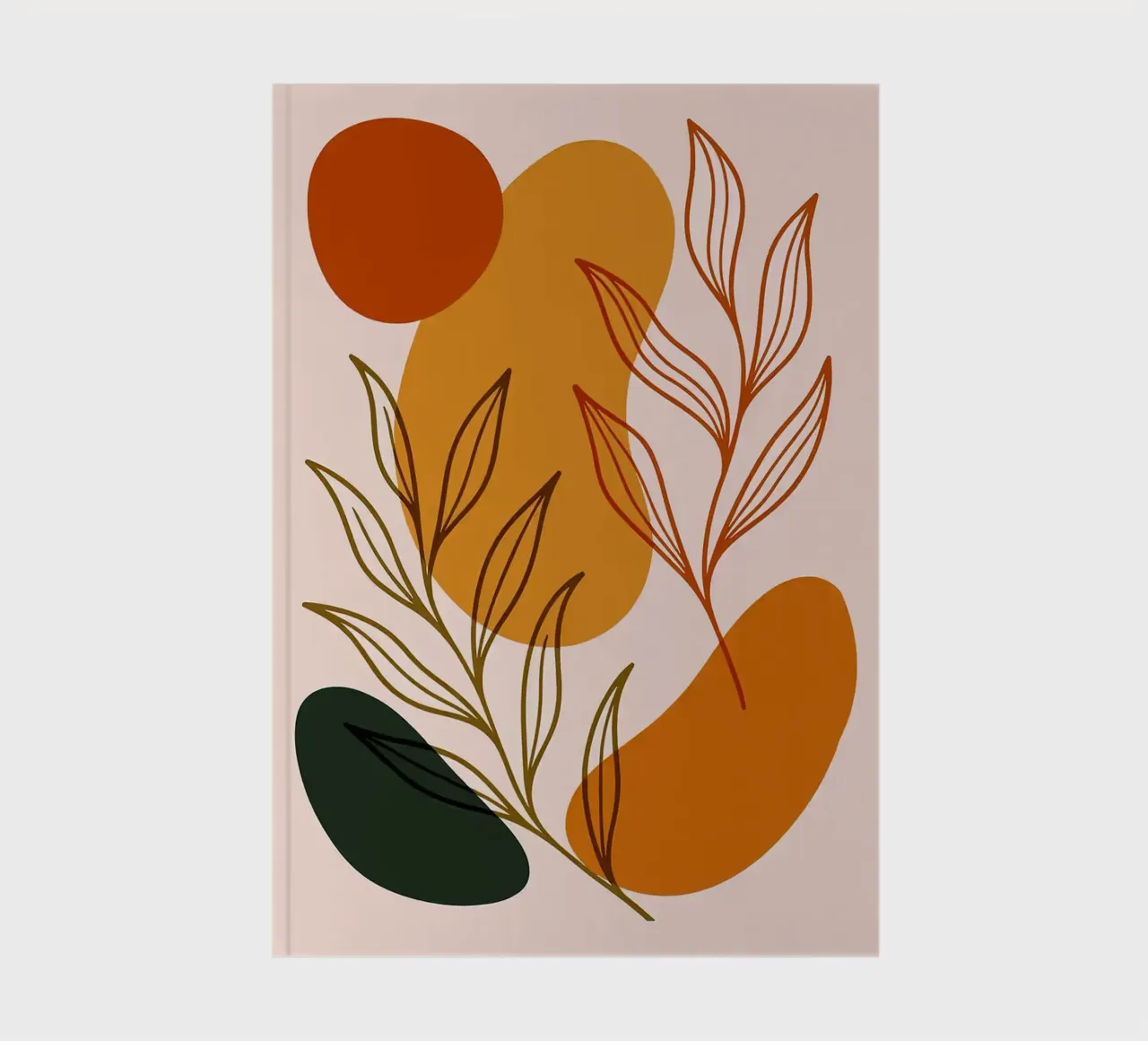Abstract Botanical Art with Earth Tones _ Minimalist Nature notebook by Charlotte Gagnon