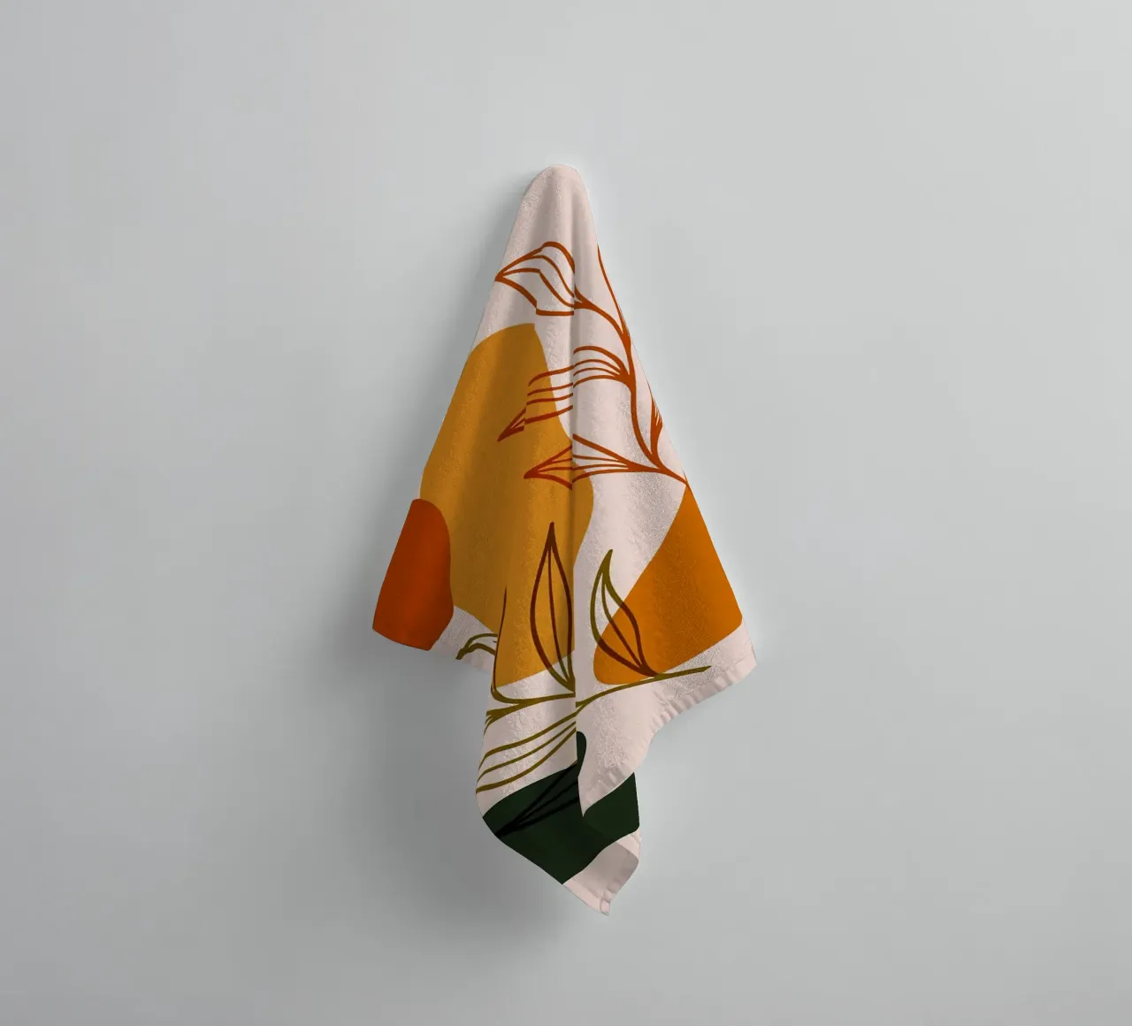 Abstract Botanical Art with Earth Tones _ Minimalist Nature towel by Charlotte Gagnon