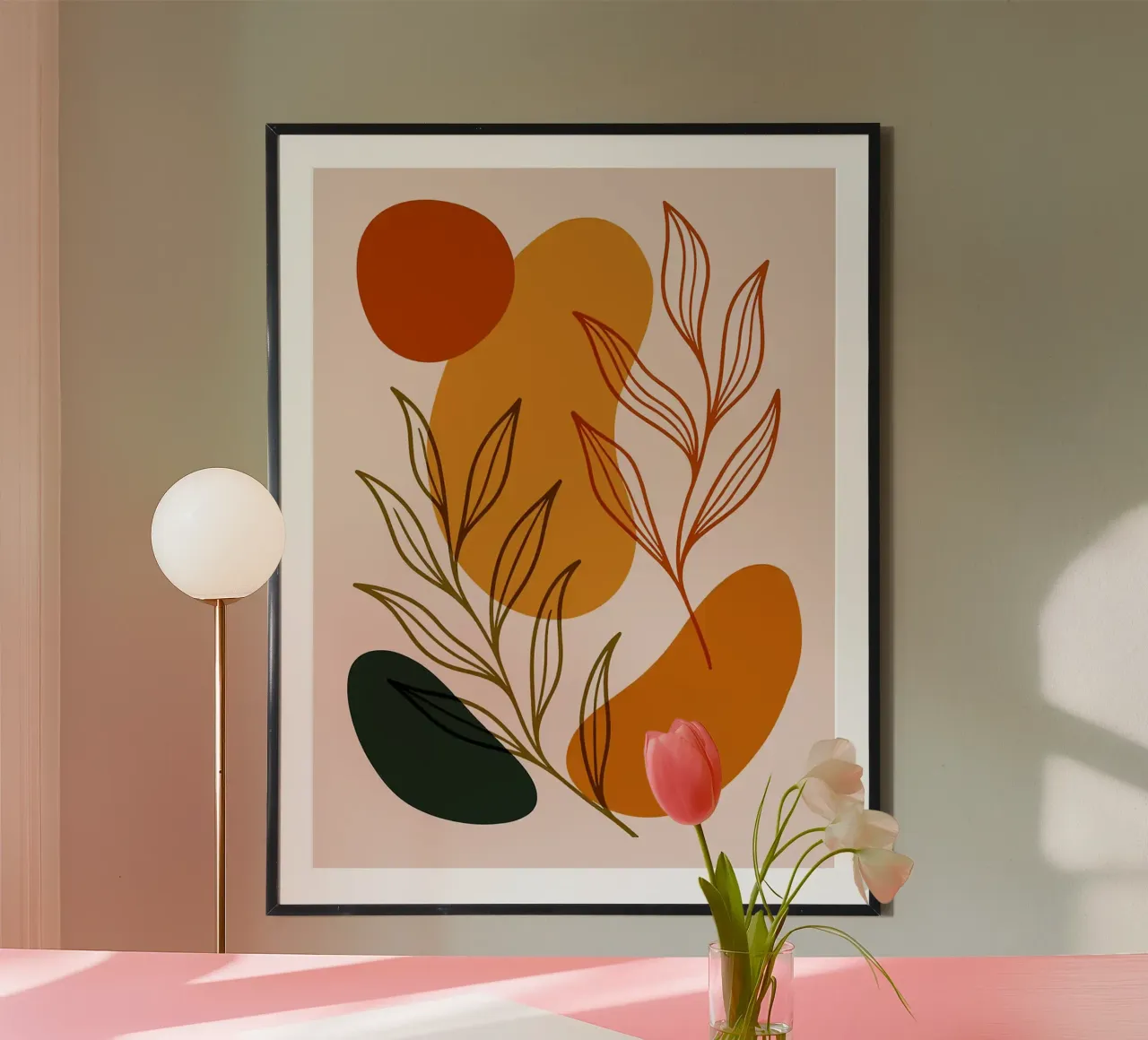 Arte botanica astratta con i toni della terra _ Natura minimalista poster da Charlotte Gagnon