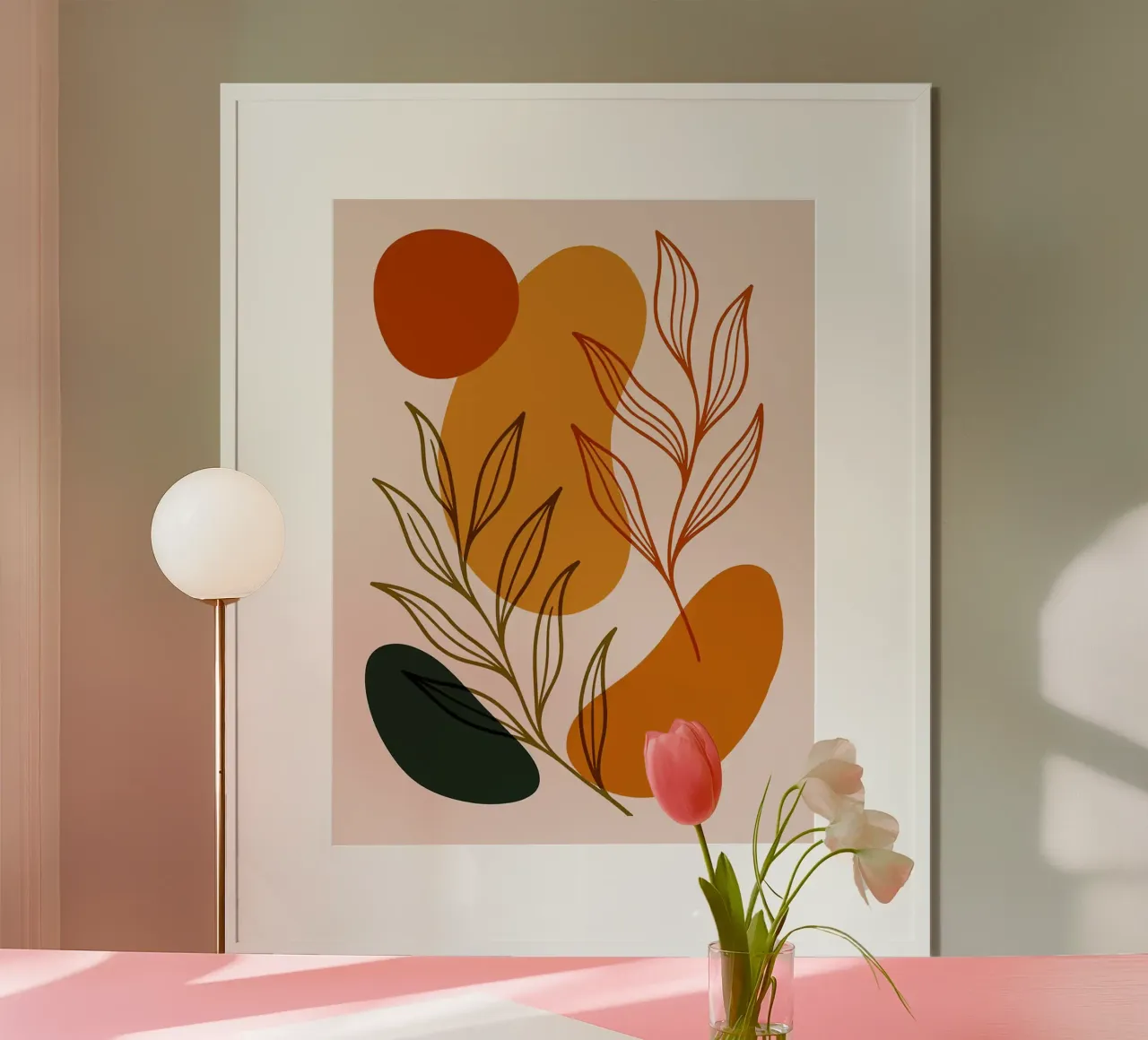Arte botanica astratta con i toni della terra _ Natura minimalista poster da Charlotte Gagnon