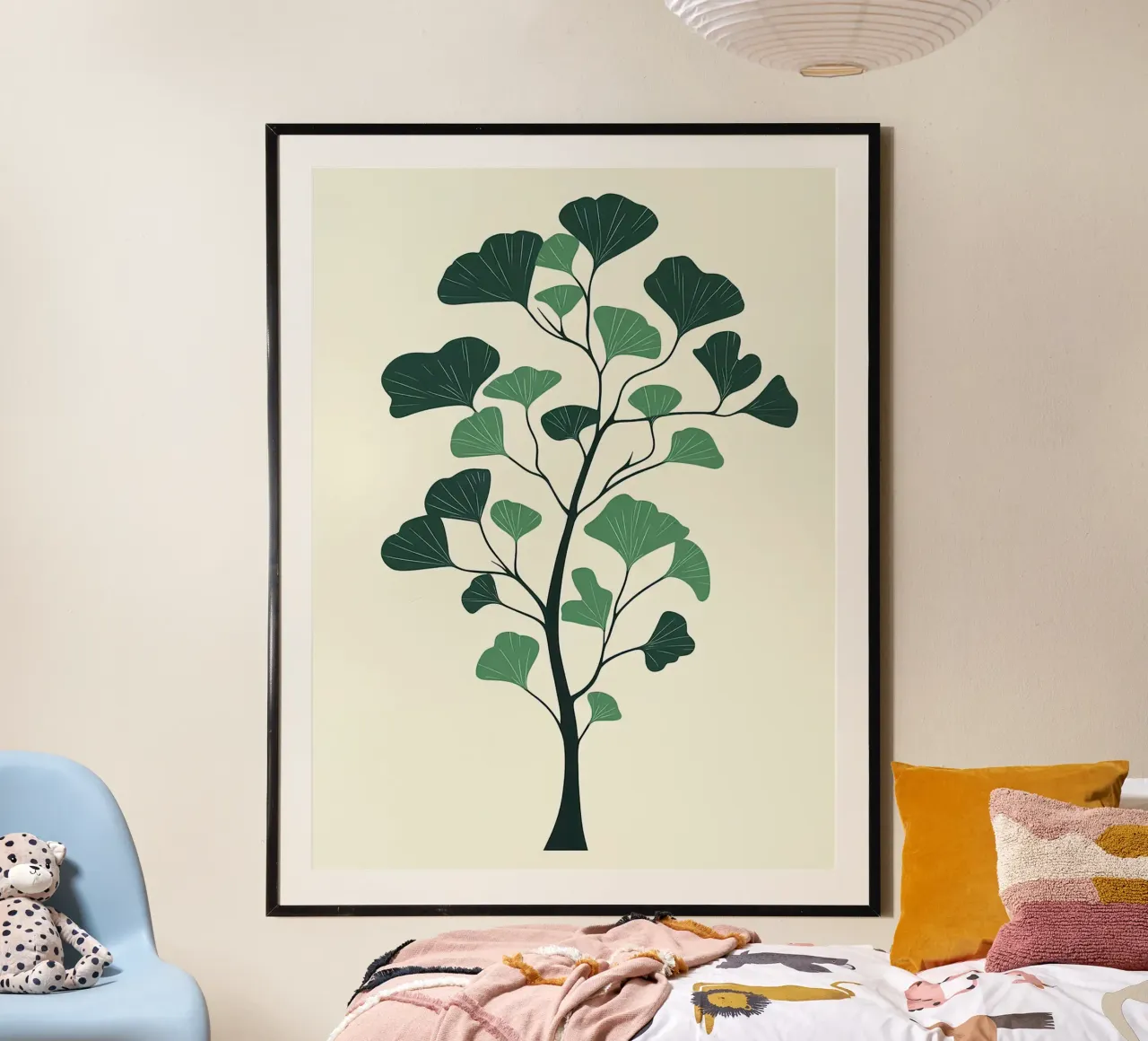 Illustrazione dell'albero di ginkgo poster con telaio in plastica da Charlotte Gagnon