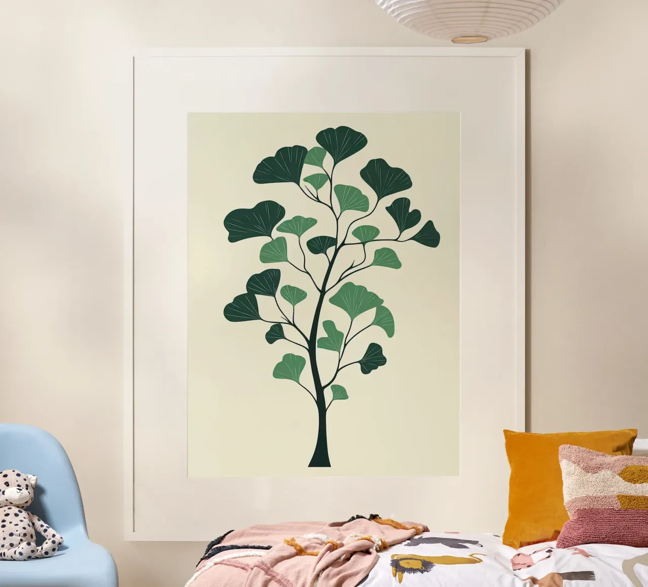 Illustrazione dell'albero di ginkgo poster con telaio in plastica da Charlotte Gagnon