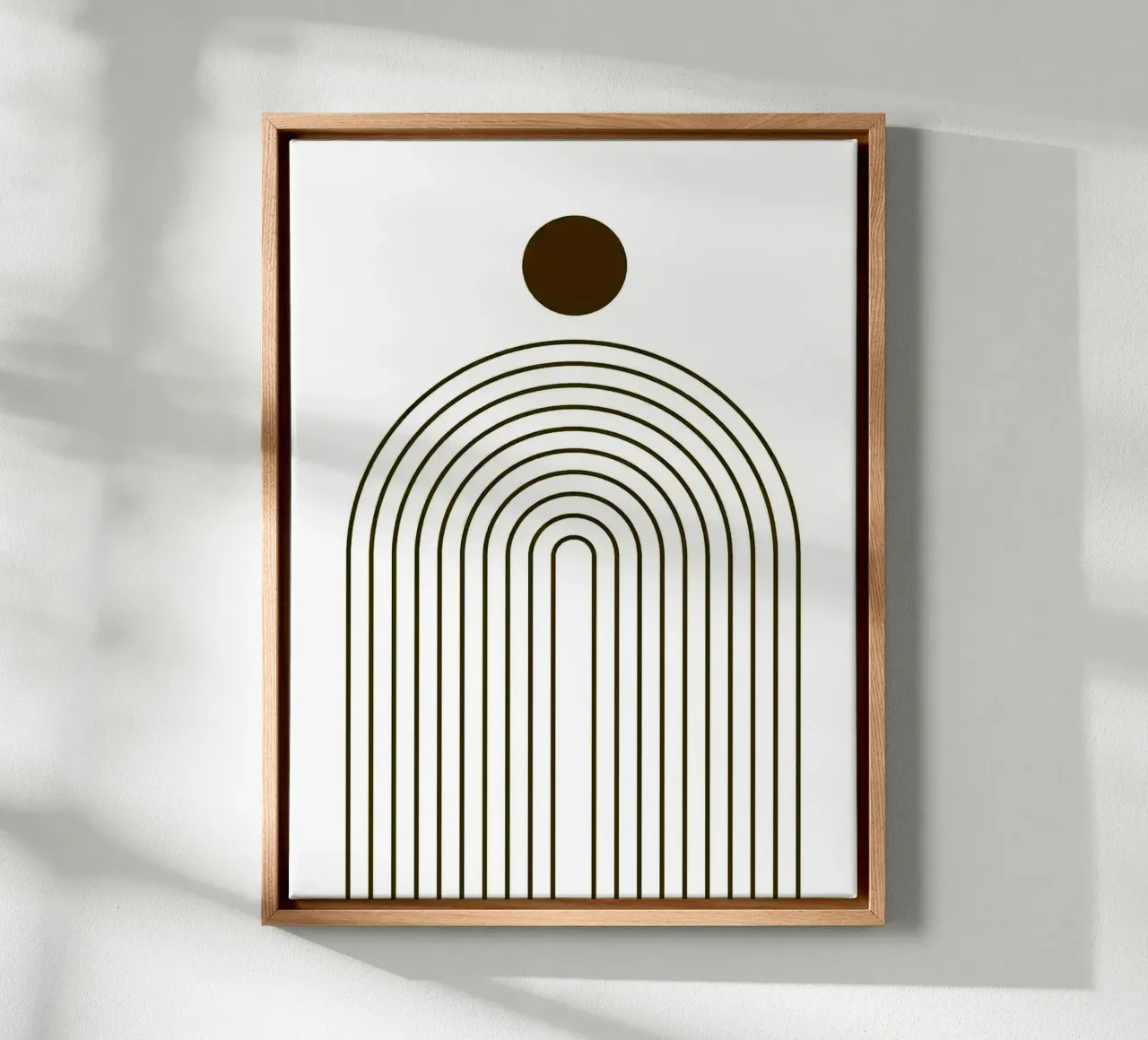 Gouden bogen abstracte kunst canvas met Baklijst van Charlotte Gagnon