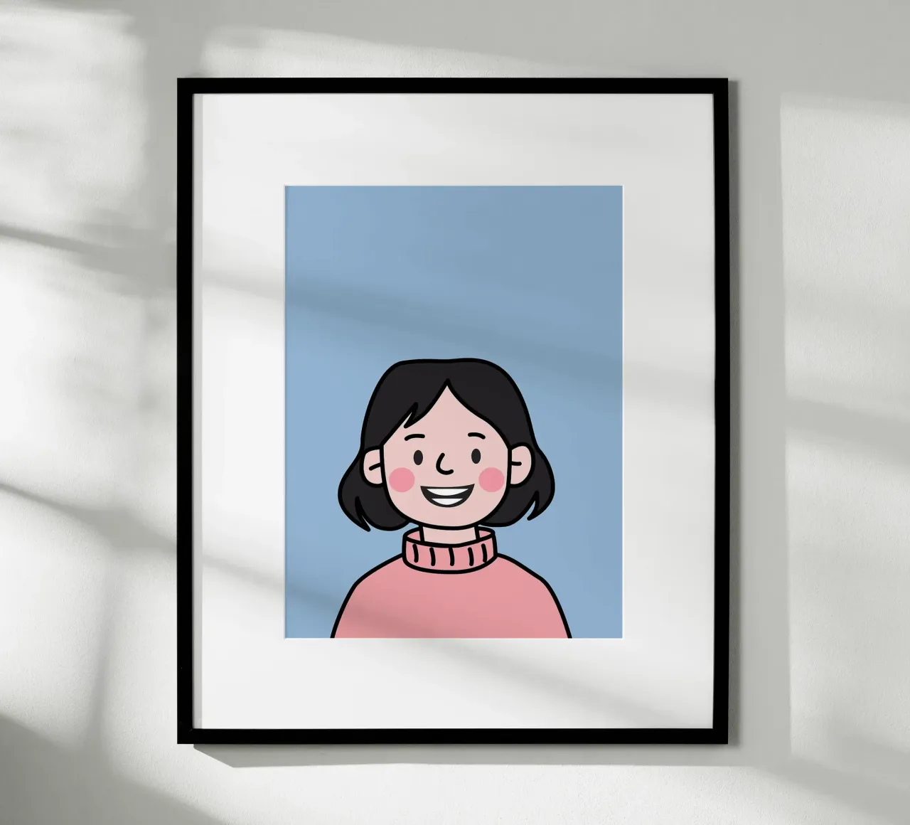Ragazza sorridente dei cartoni animati poster con telaio in plastica da Charlotte Gagnon