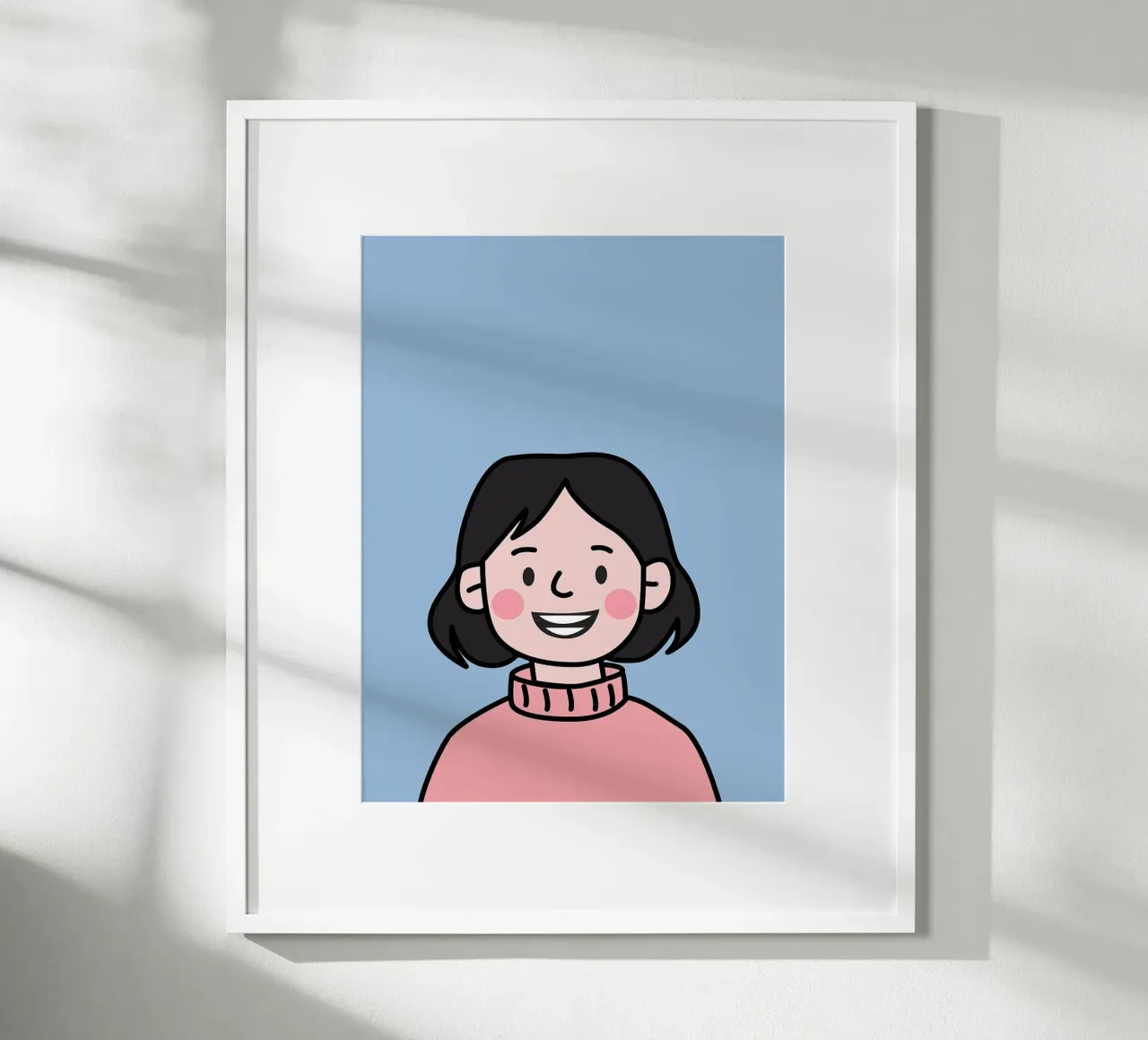 Ragazza sorridente dei cartoni animati poster con telaio in plastica da Charlotte Gagnon