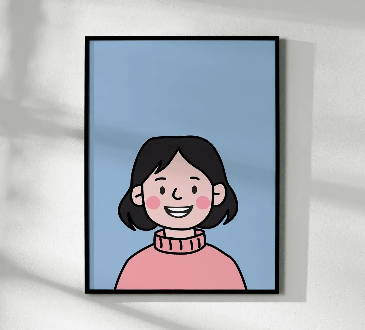 Ragazza sorridente dei cartoni animati poster con telaio in plastica da Charlotte Gagnon
