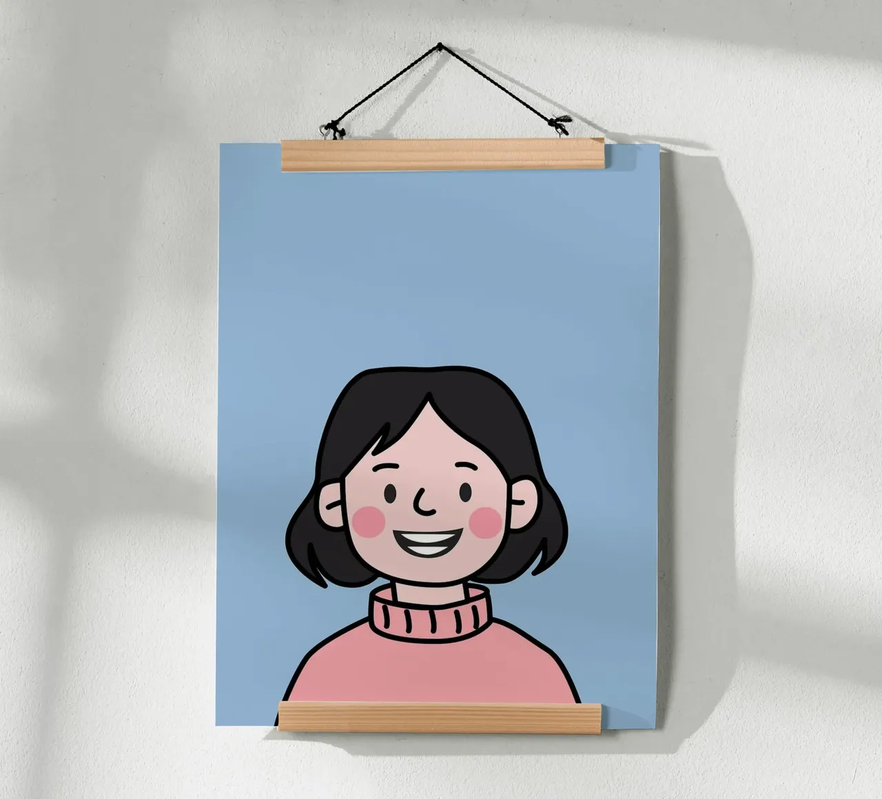 Ragazza sorridente dei cartoni animati poster con telaio in plastica da Charlotte Gagnon