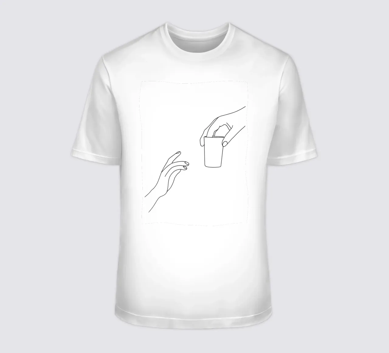 Mano che offre una tazza Line art minimalista t-shirt da Charlotte Gagnon