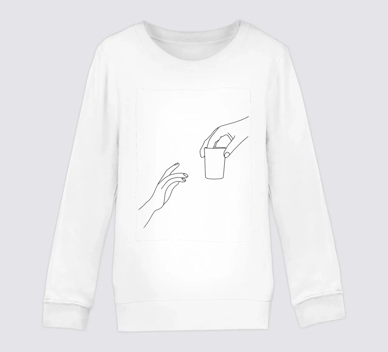 Mano che offre una tazza Line art minimalista felpa bambino da Charlotte Gagnon