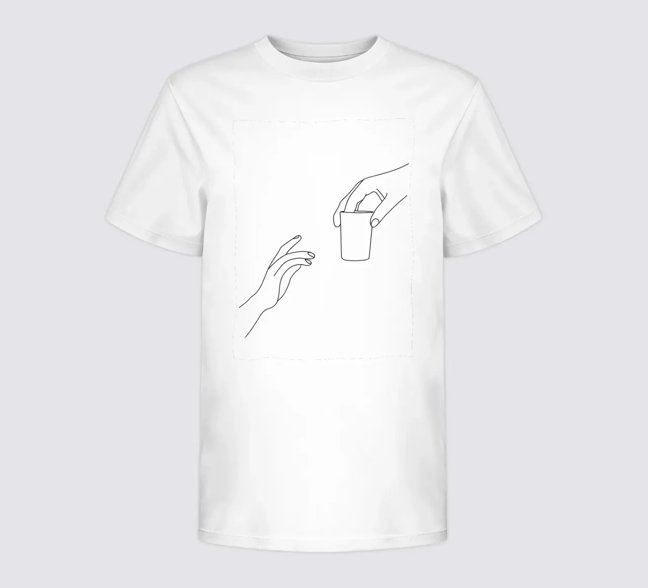 Mano che offre una tazza Line art minimalista t-shirt bambini da Charlotte Gagnon