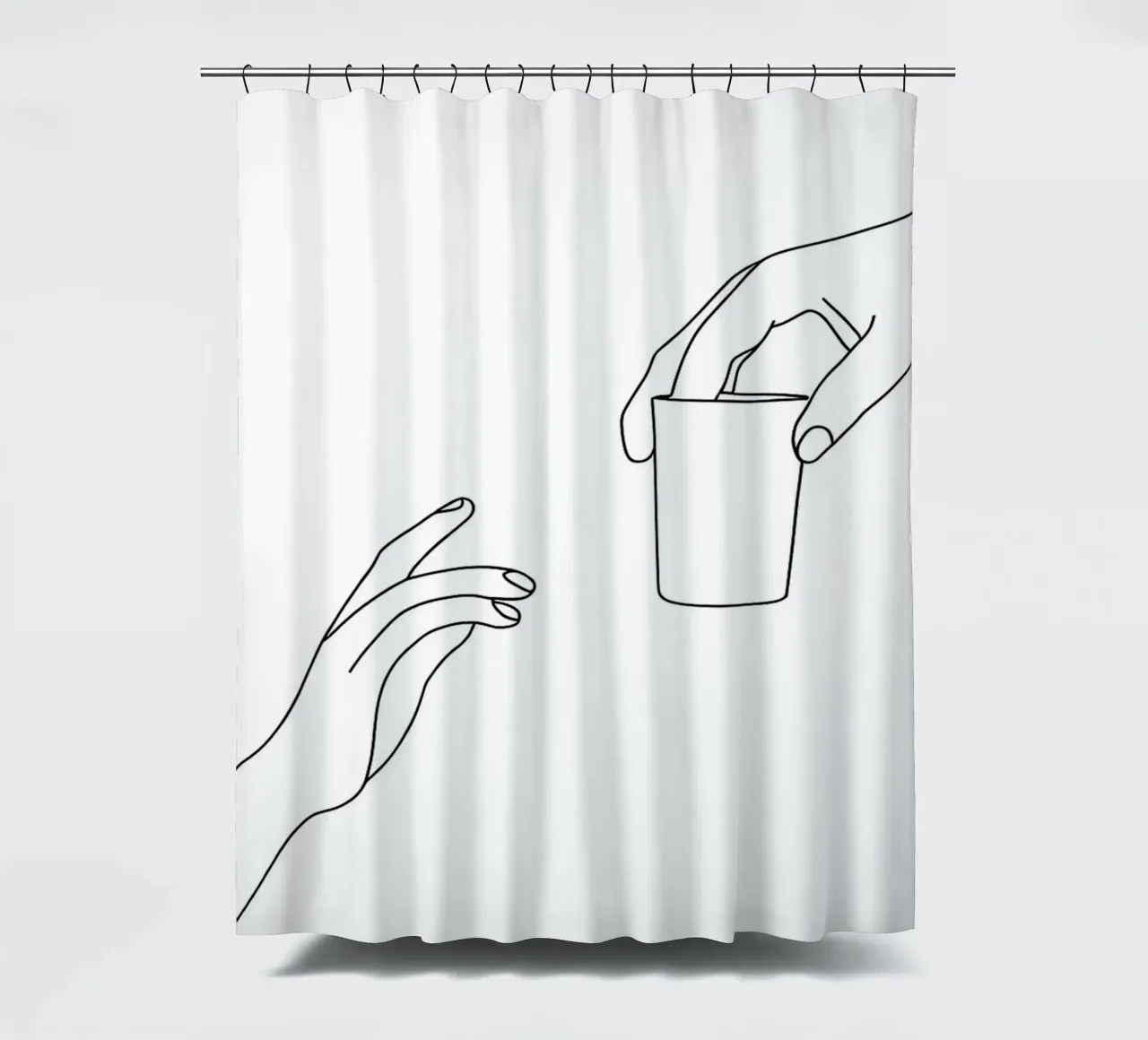 Mano che offre una tazza Line art minimalista tenda da doccia da Charlotte Gagnon